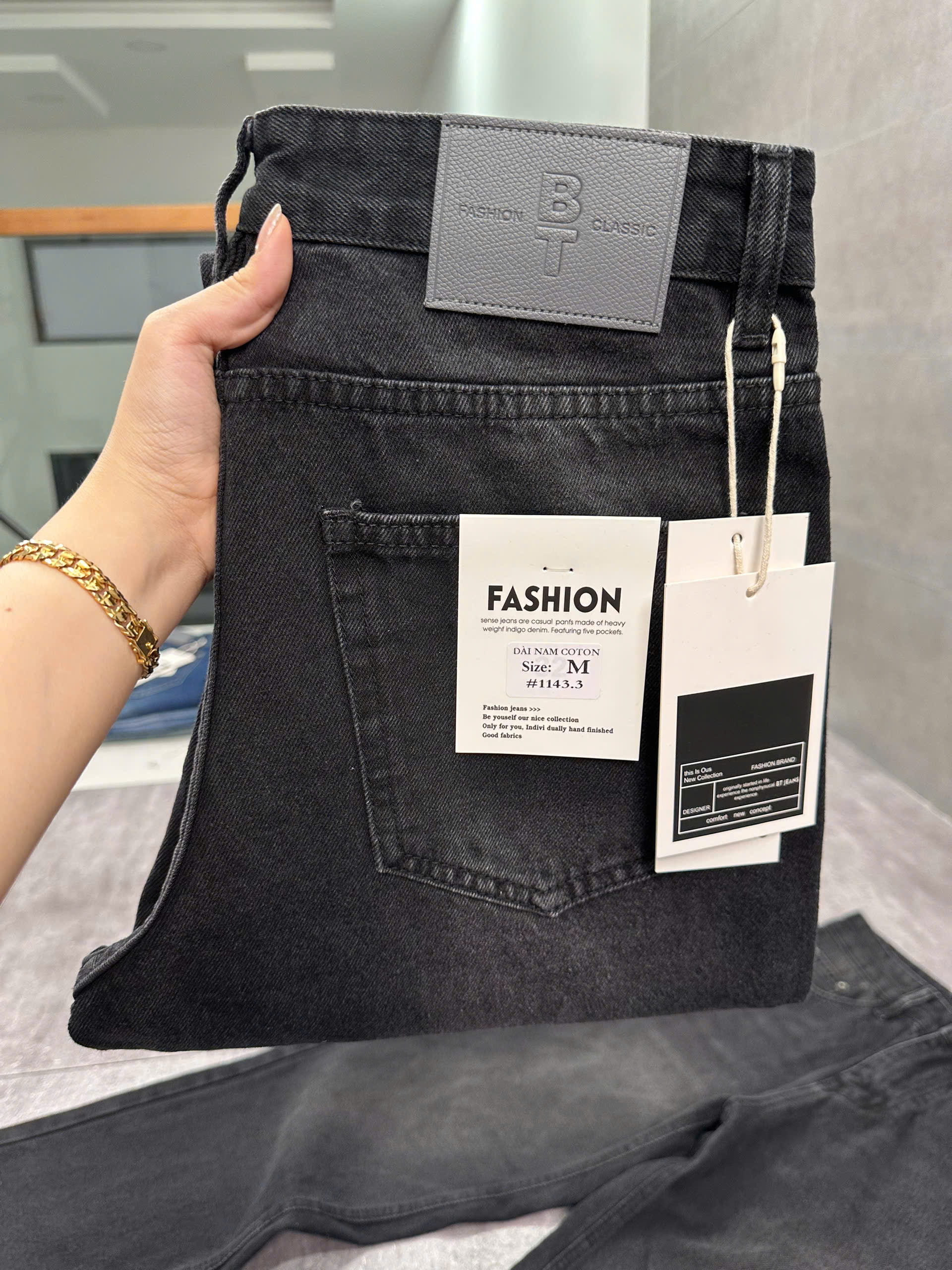 Quần jean nam cotton suông xám không giãn Ms 1143.3