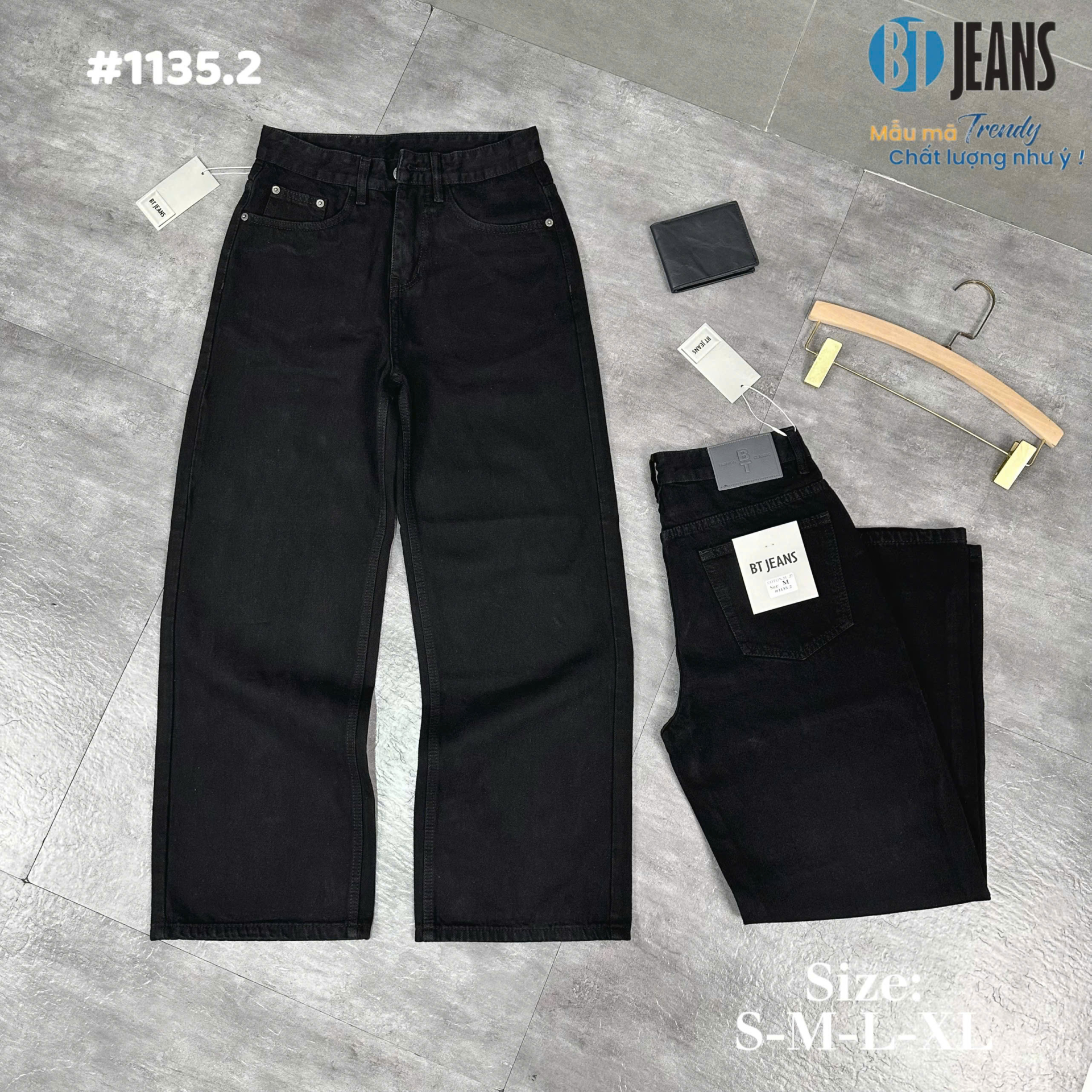 Quần jean nam không giãn ống rộng 27cm Ms 1135.2