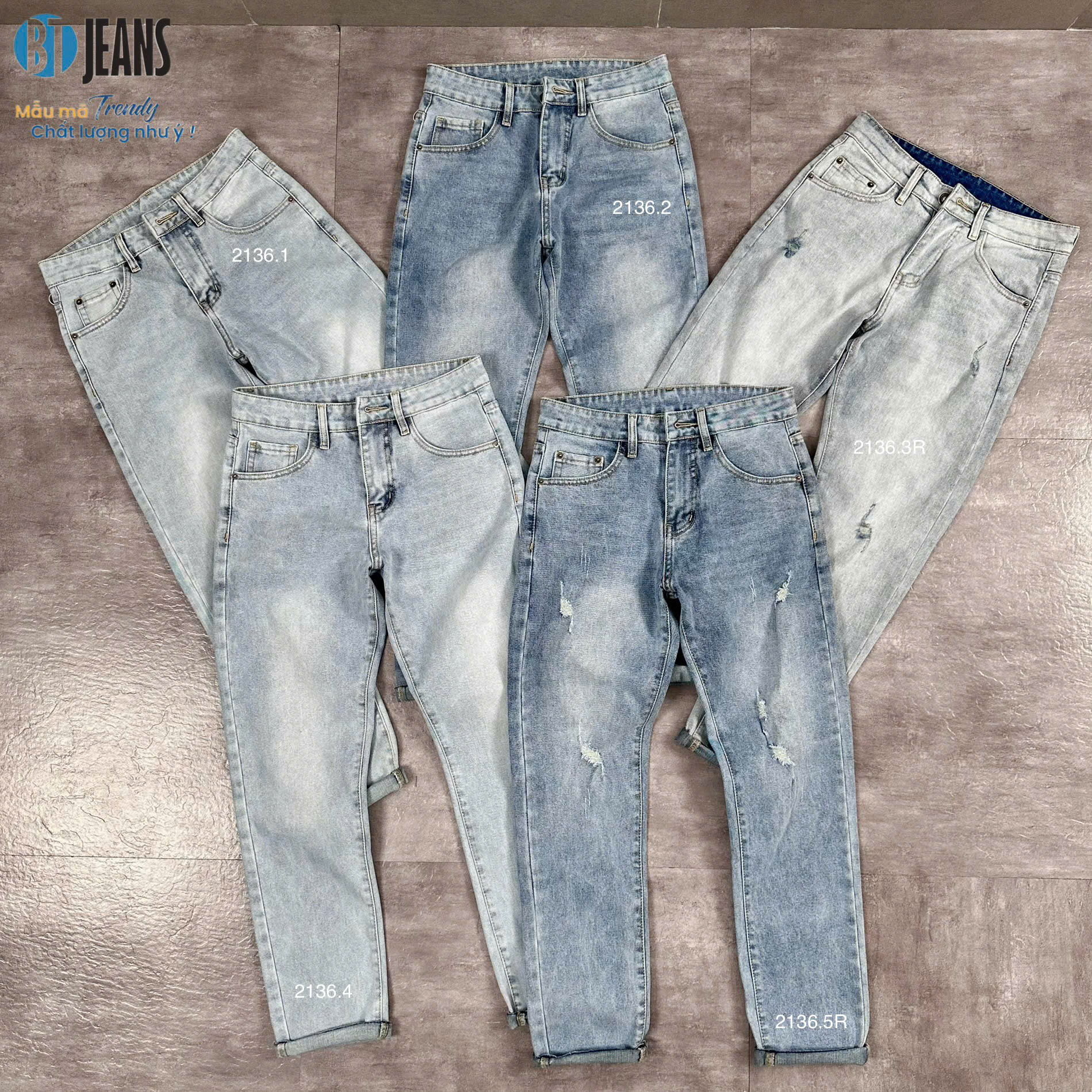 Quần jean nam trơn xanh cao cấp Ms 2136.1