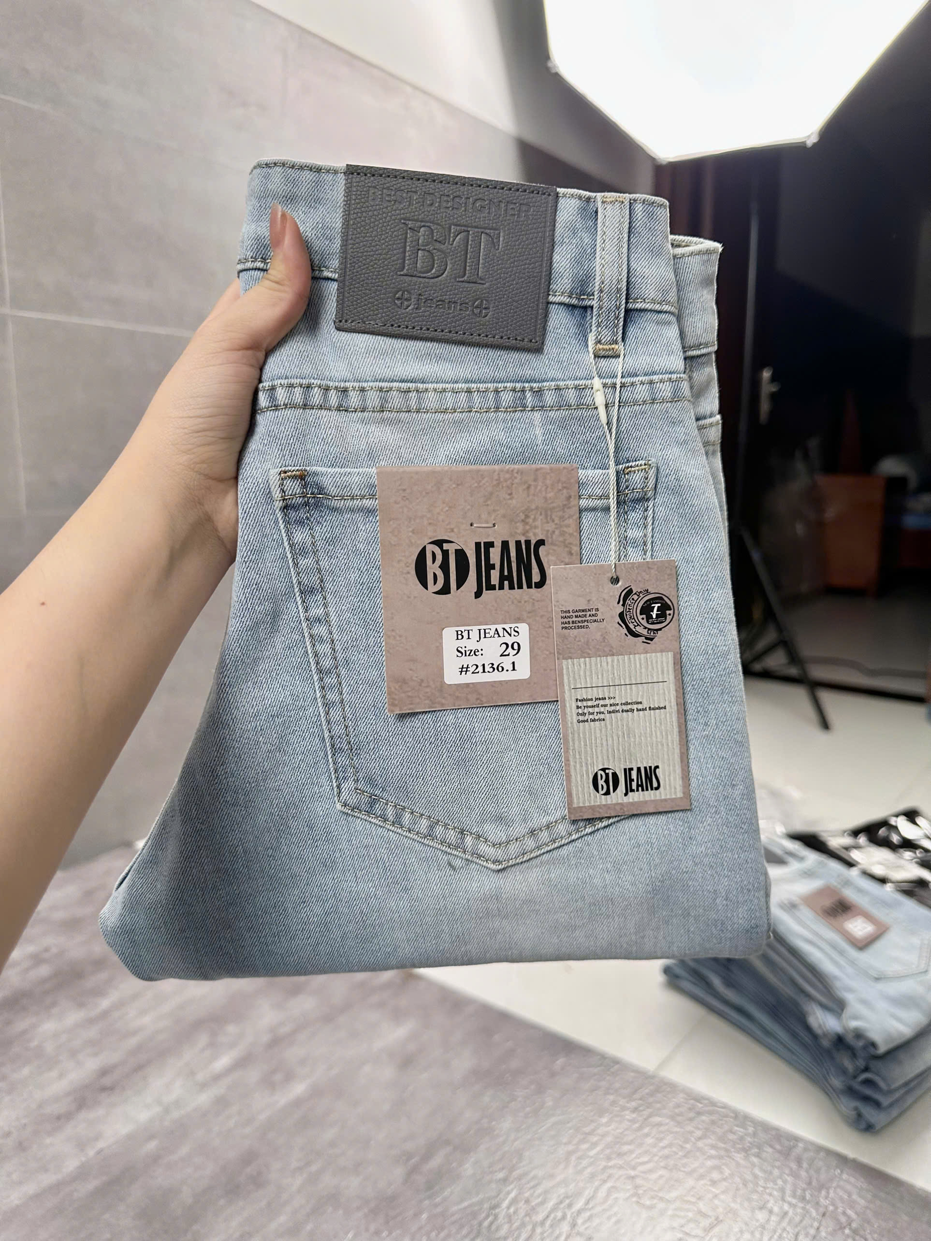 Quần jean nam trơn xanh cao cấp Ms 2136.1