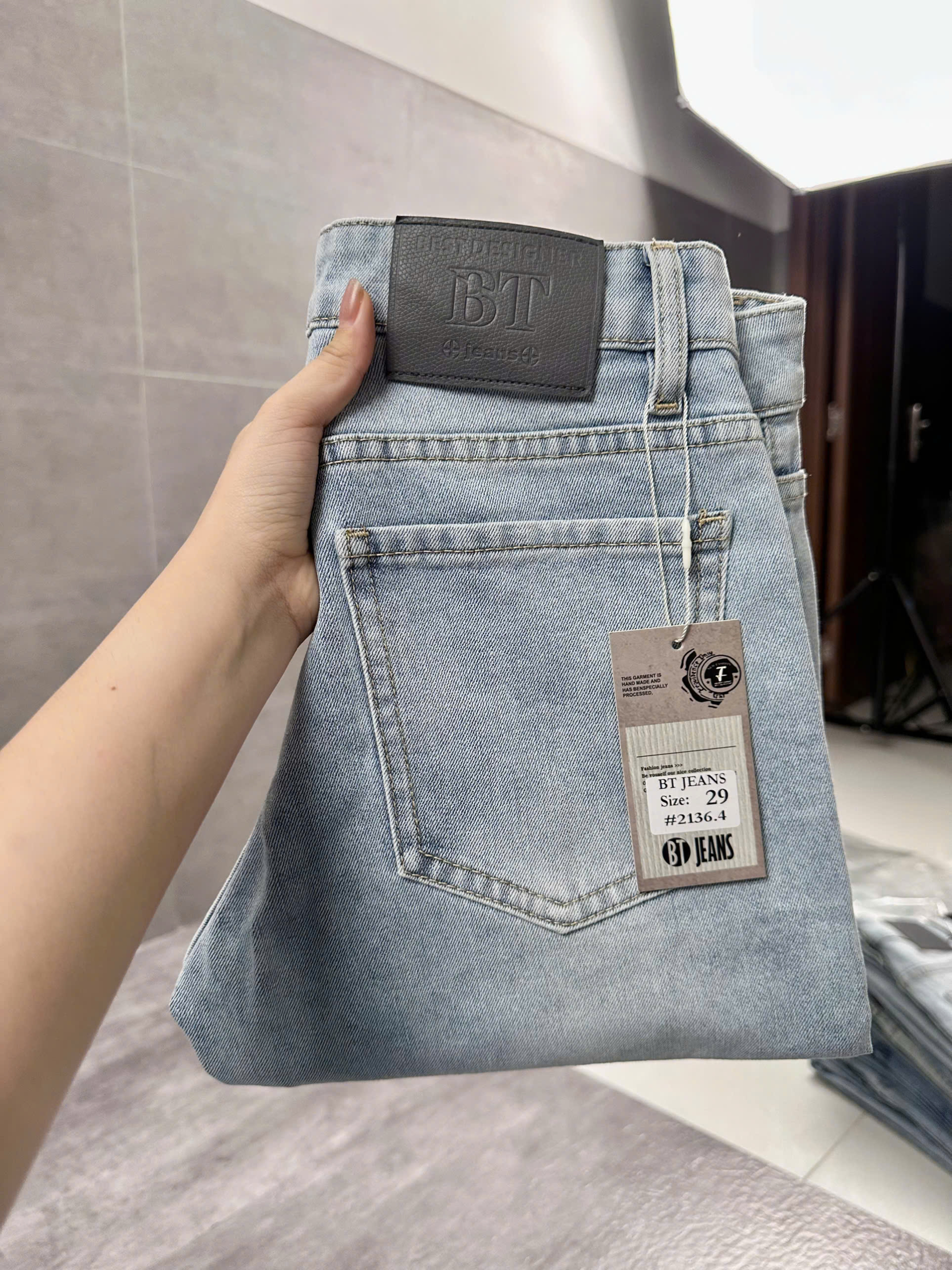 Quần jean nam trơn xanh cao cấp Ms 2136.4