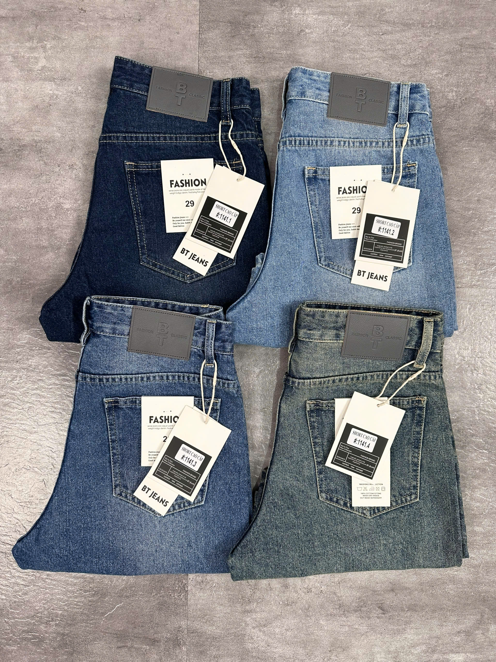 Quần short jeans xanh trơn không giãn cao cấp Ms 1141.2