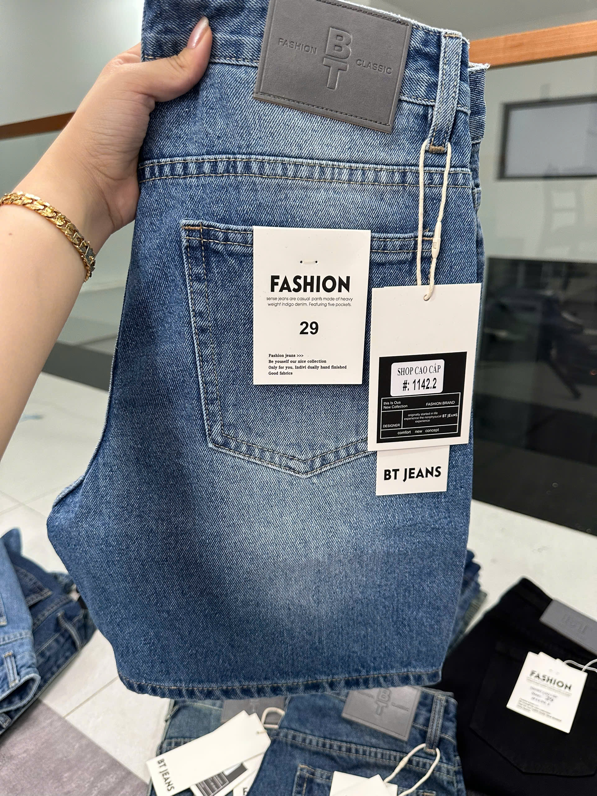 Quần short jeans xanh trơn không giãn cao cấp Ms 1142.2