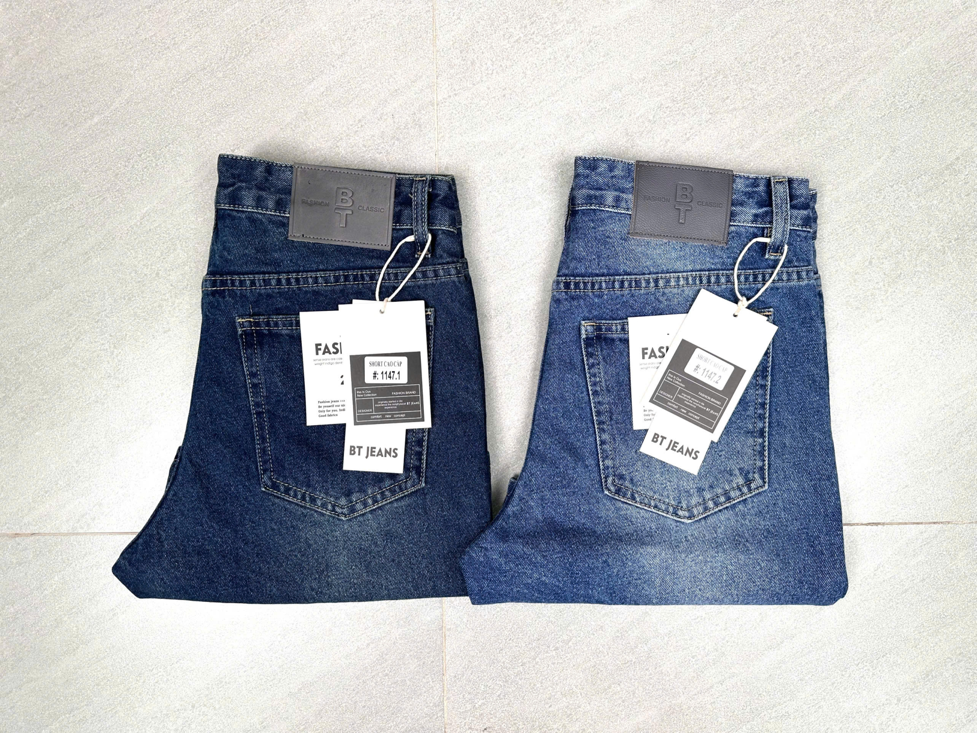 Quần short jeans xanh trơn không giãn cao cấp Ms 1147.2