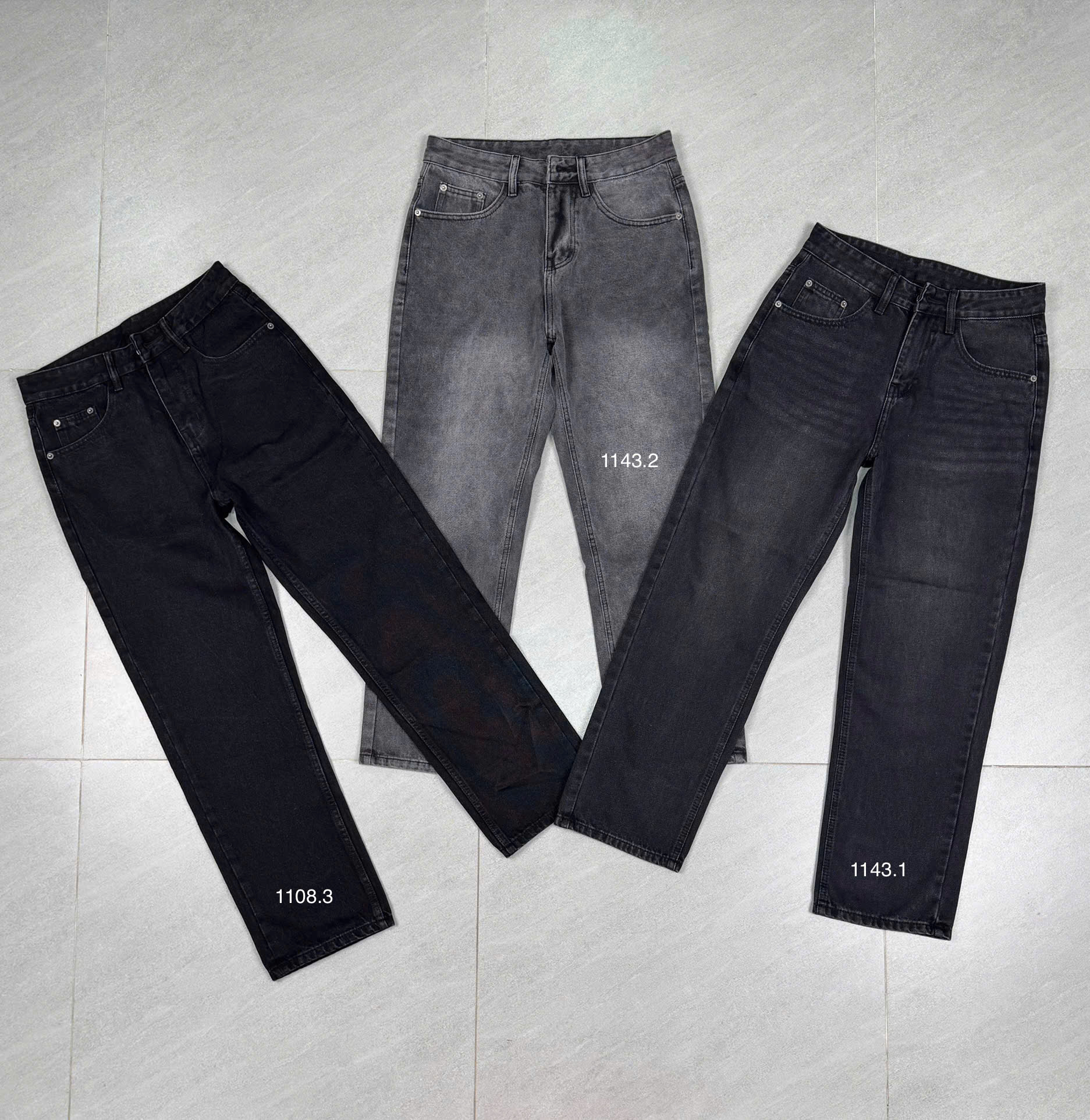 Quần jean nam cotton suông xám không giãn Ms 1143.1