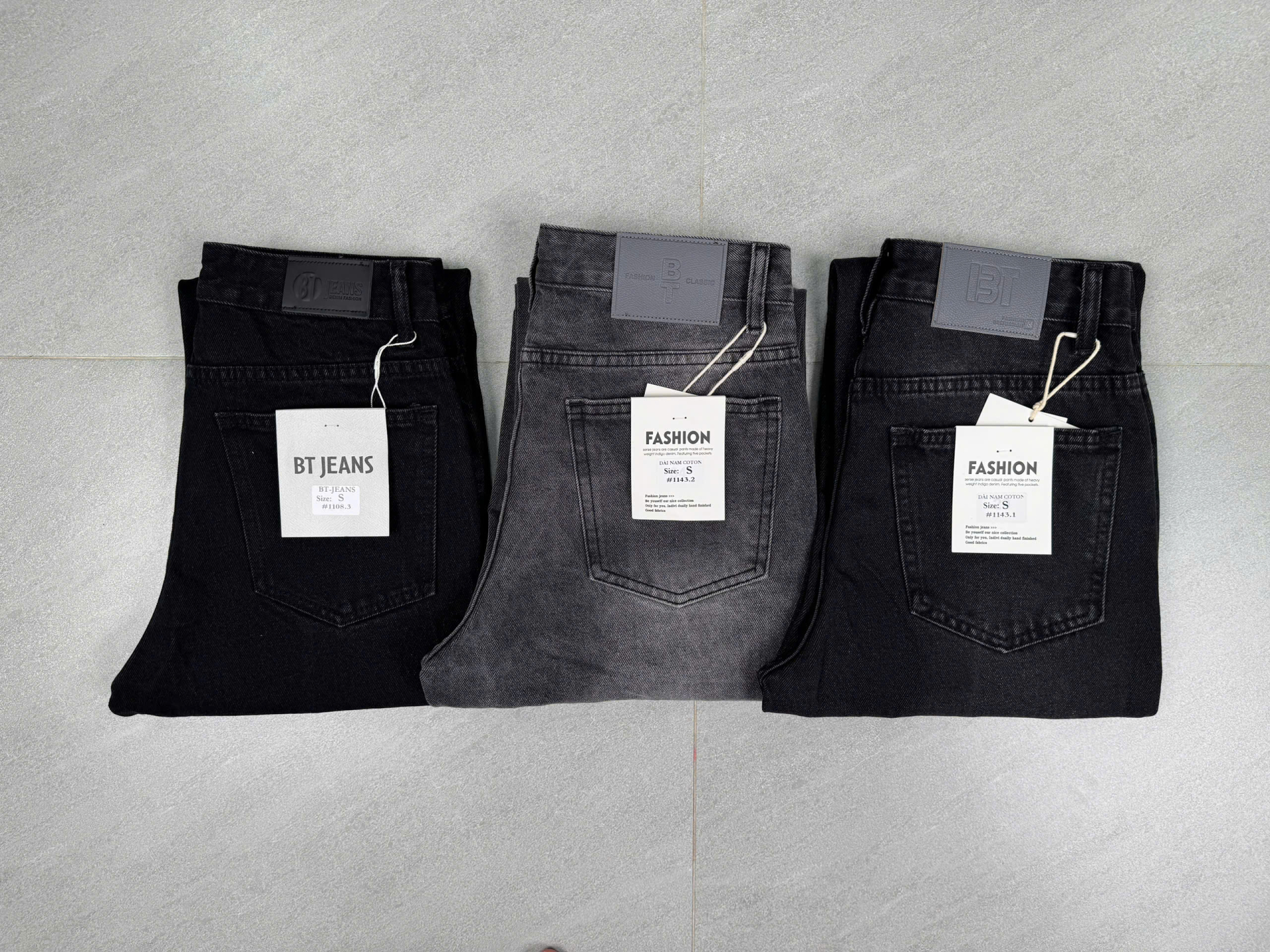 Quần jean nam cotton suông xám không giãn Ms 1143.1