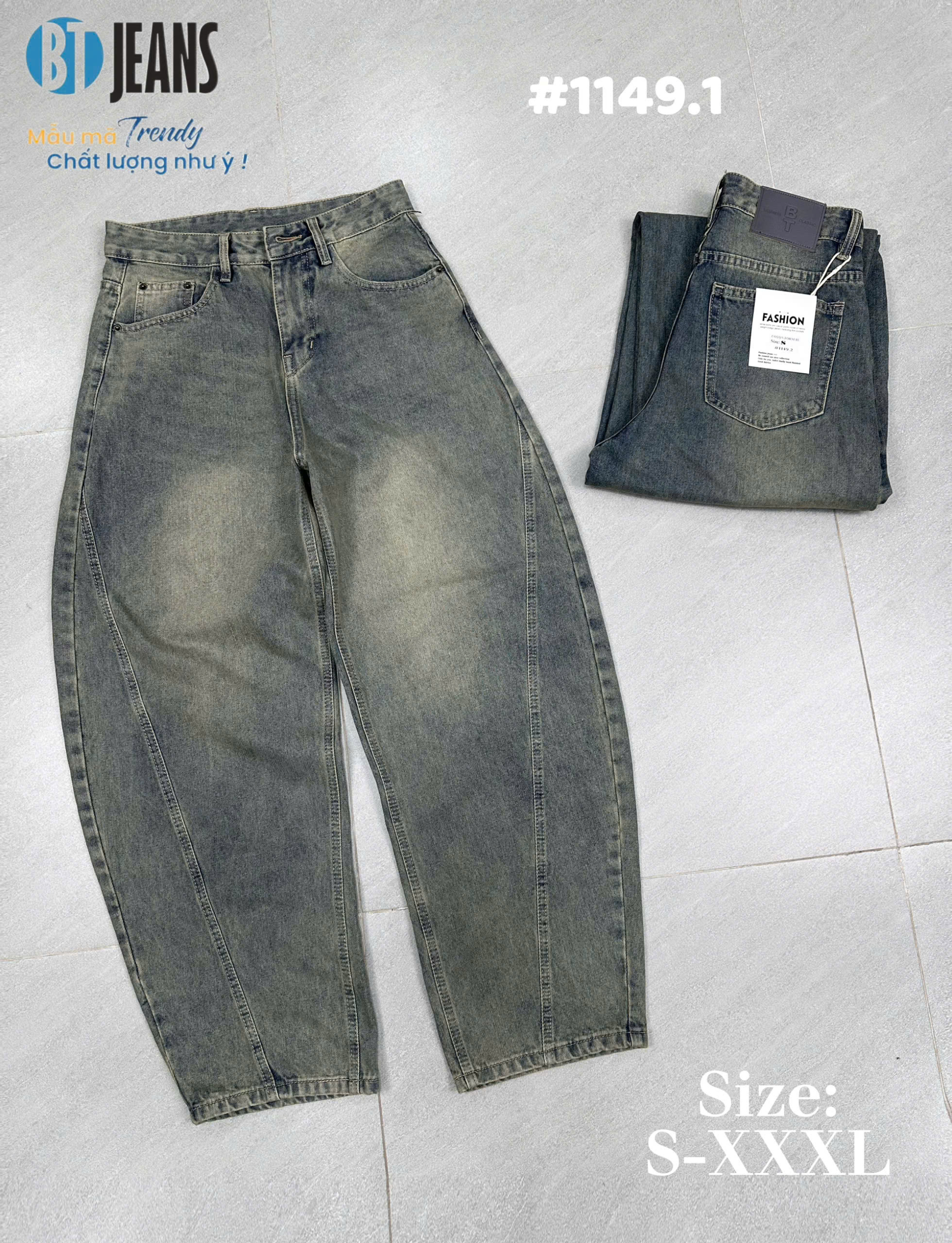 Quần jeans nam không giãn ống bí hot trend #1149.1