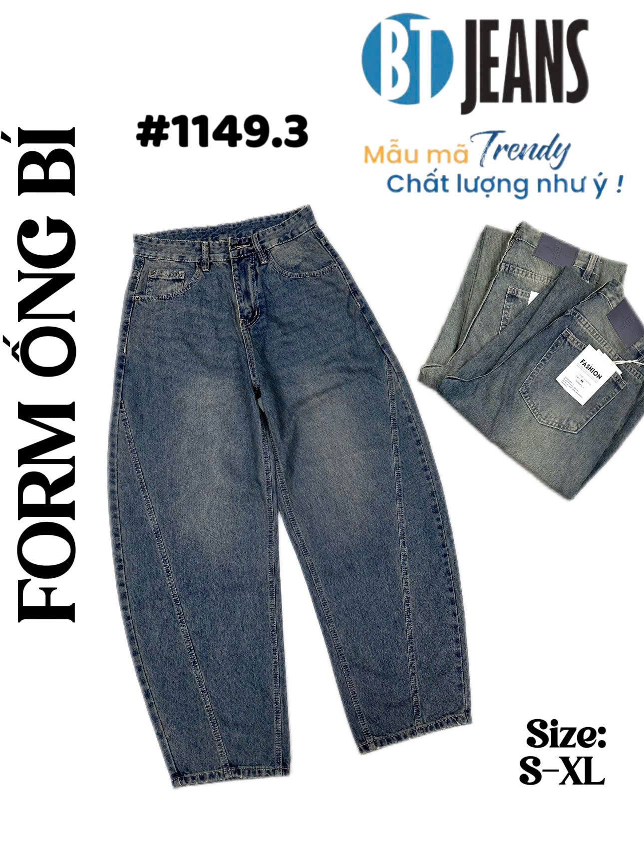 Quần jeans nam không giãn ống bí hot trend #1149.3
