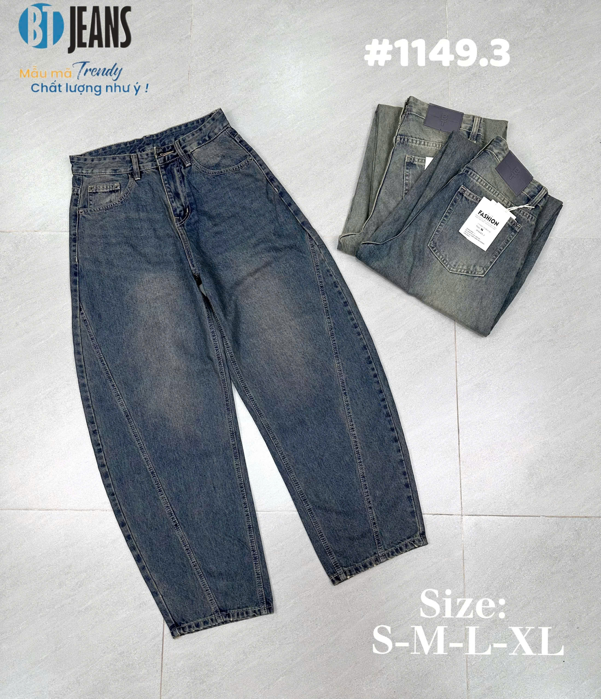 Quần jeans nam không giãn ống bí hot trend #1149.3