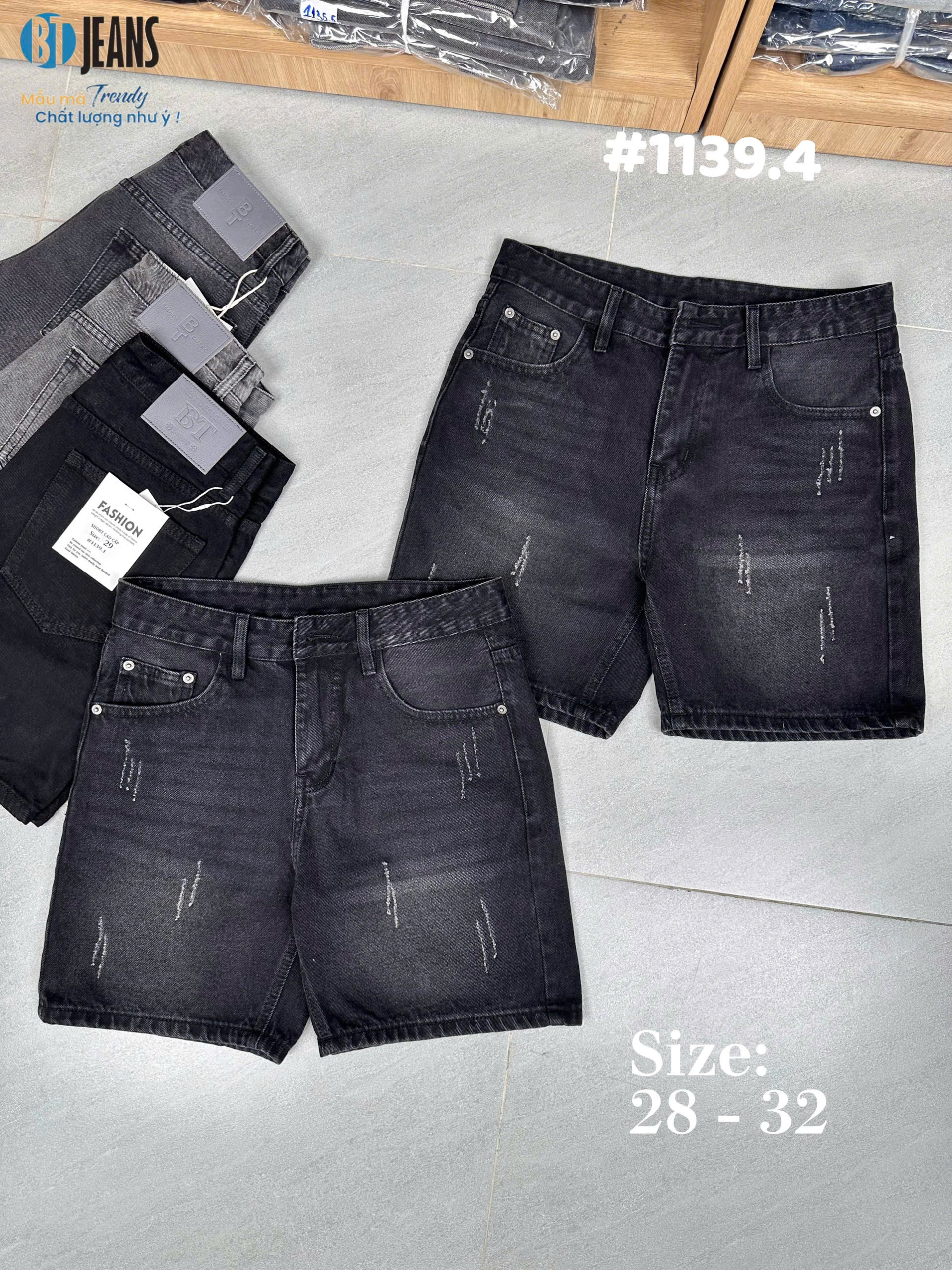 Quần short jean nam không giãn xám Ms 1139.4