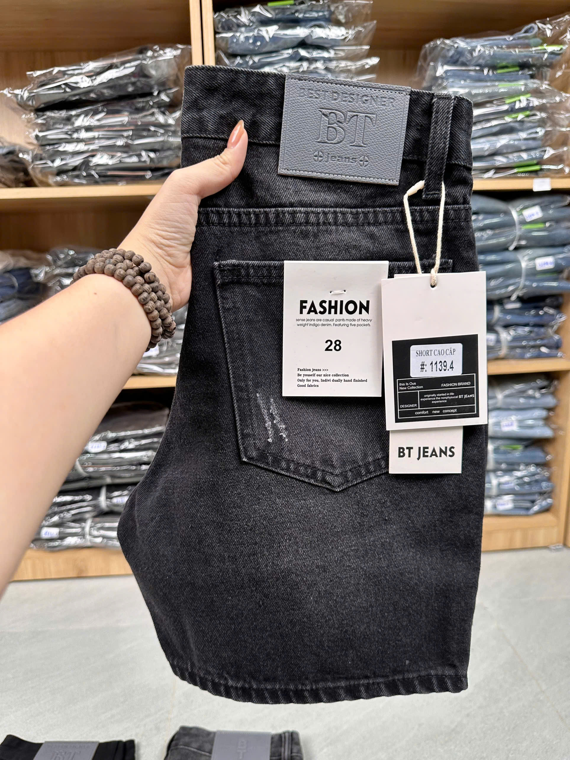 Quần short jean nam không giãn xám Ms 1139.4