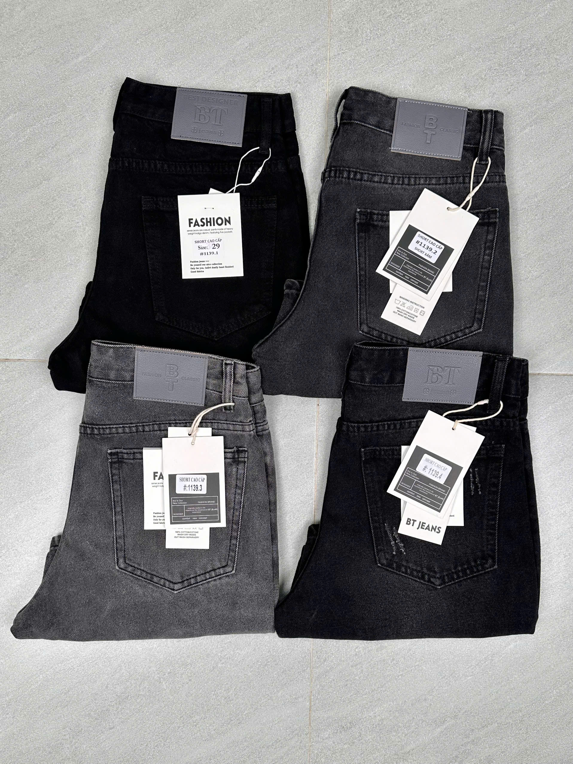 Quần short jean nam không giãn xám Ms 1139.4