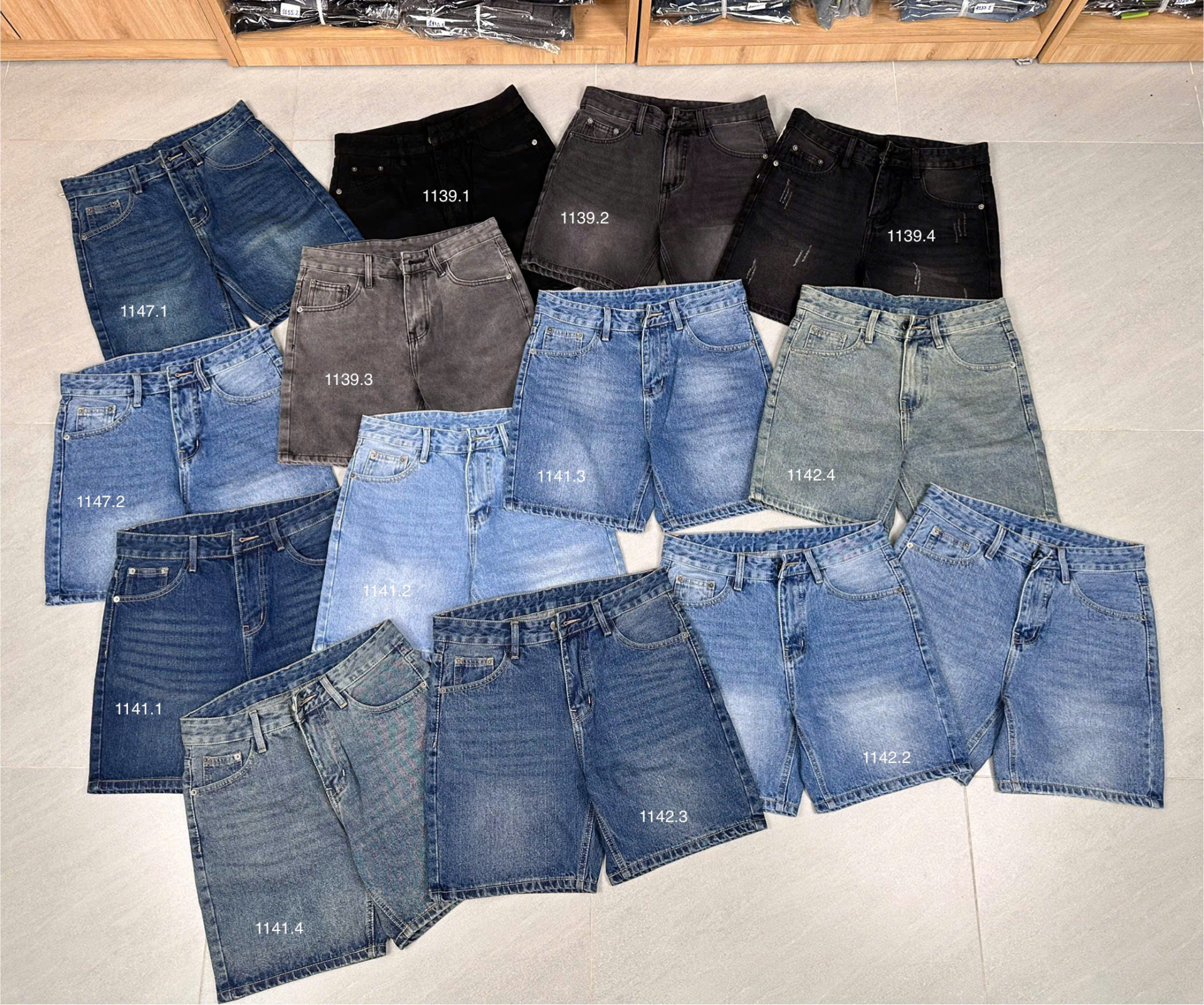 Quần short jean nam không giãn xám Ms 1139.4