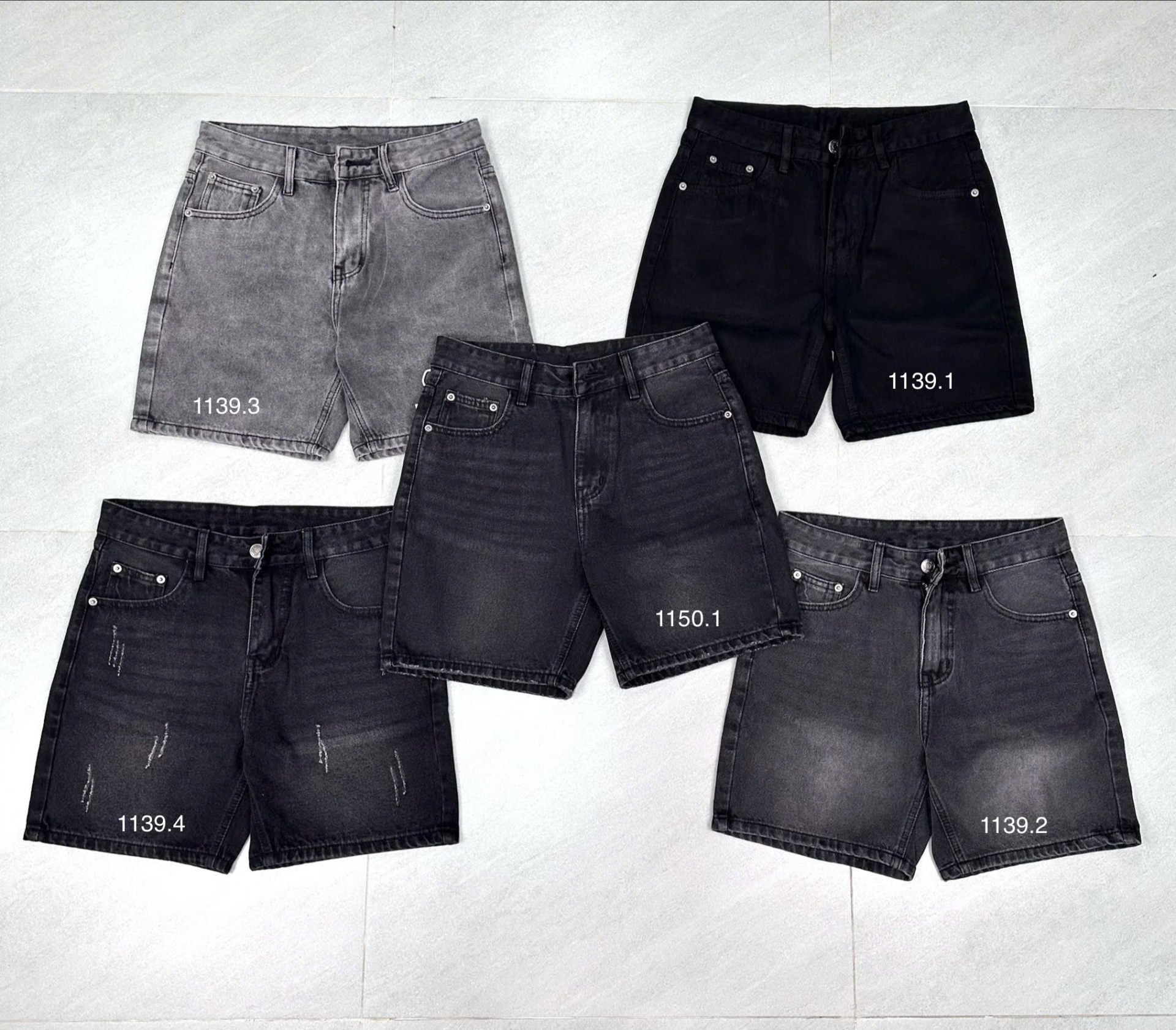Quần short jean nam không giãn xám Ms 1150.1