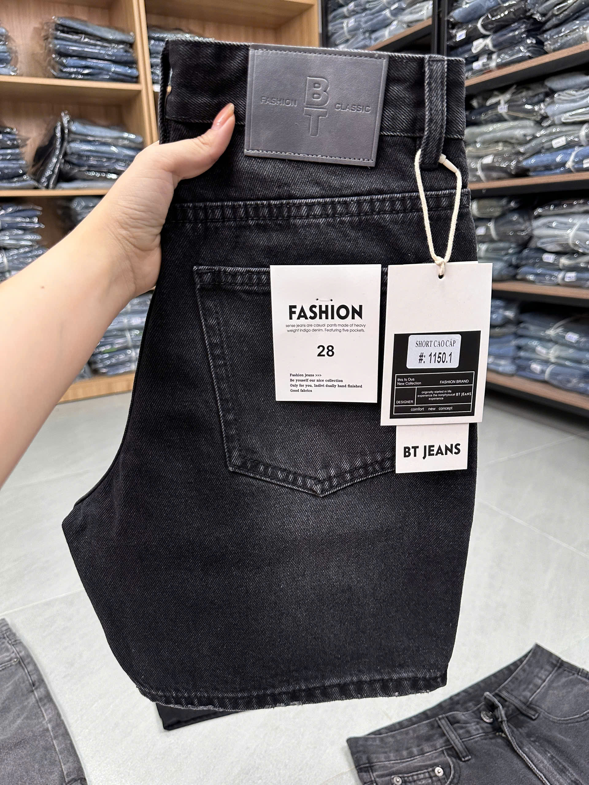 Quần short jean nam không giãn xám Ms 1150.1