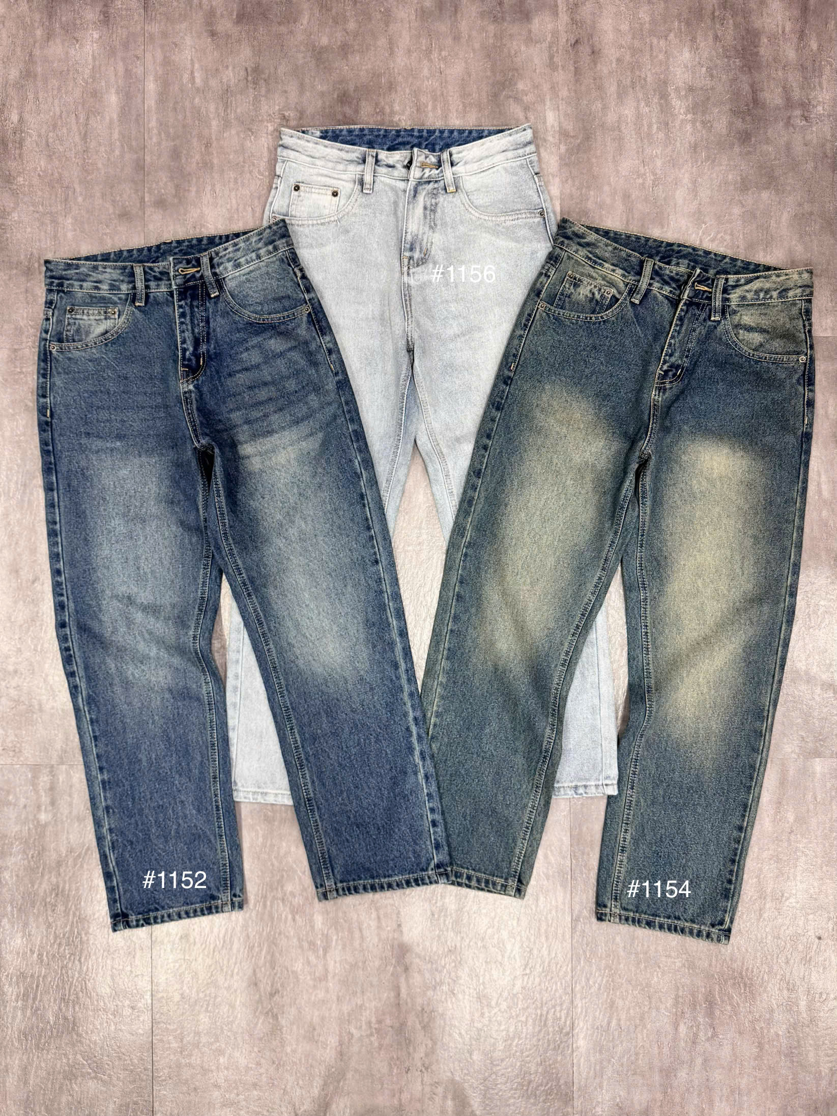 Quần jean nam cotton suông xanh không giãn Ms 1154