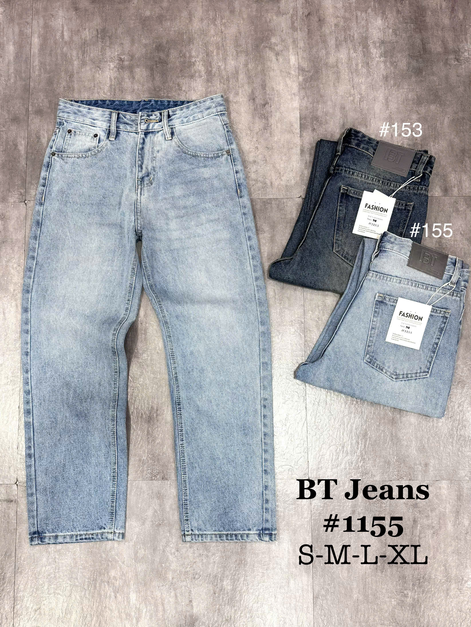 Quần jean nam cotton suông xanh không giãn Ms 1155