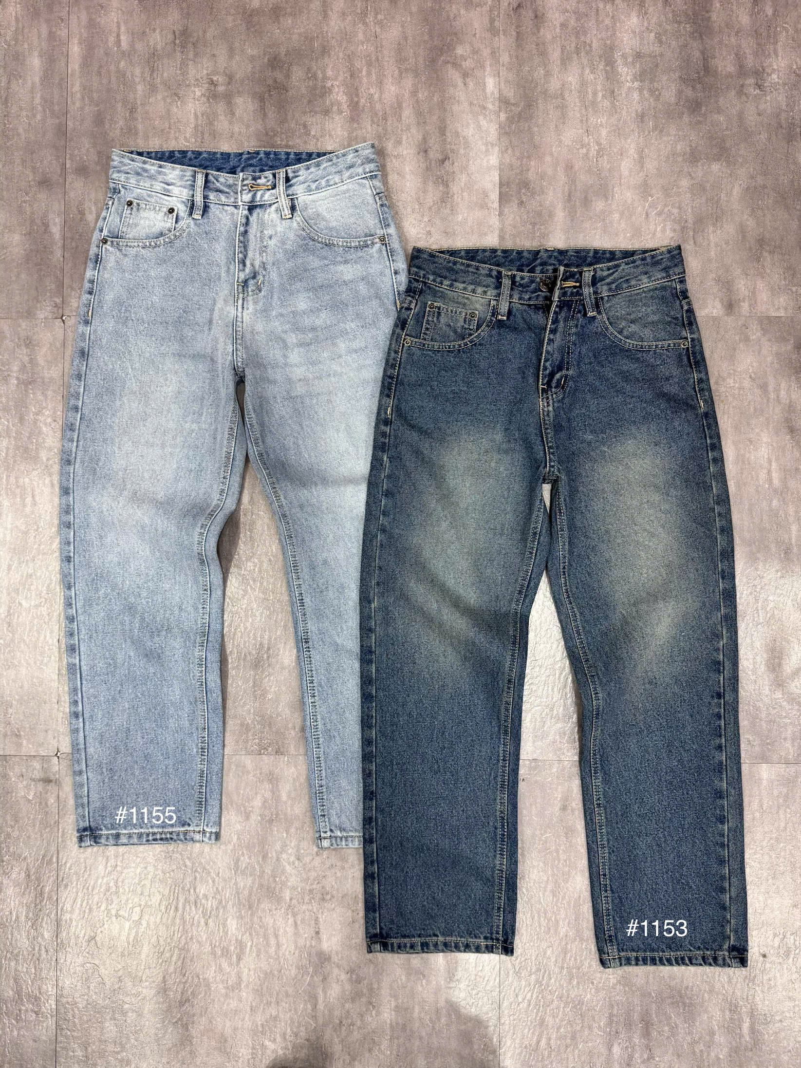 Quần jean nam cotton suông xanh không giãn Ms 1155