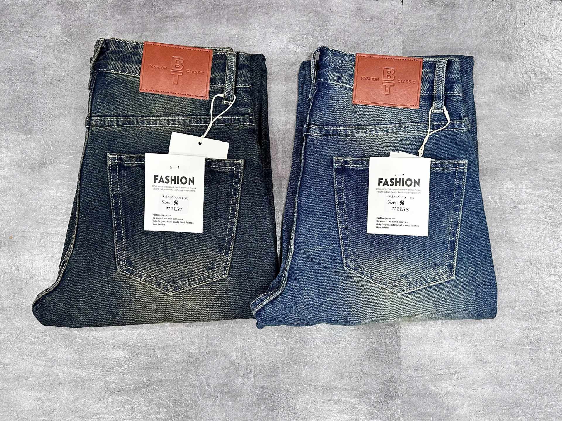 Quần jean nam cotton suông xanh không giãn Ms 1158