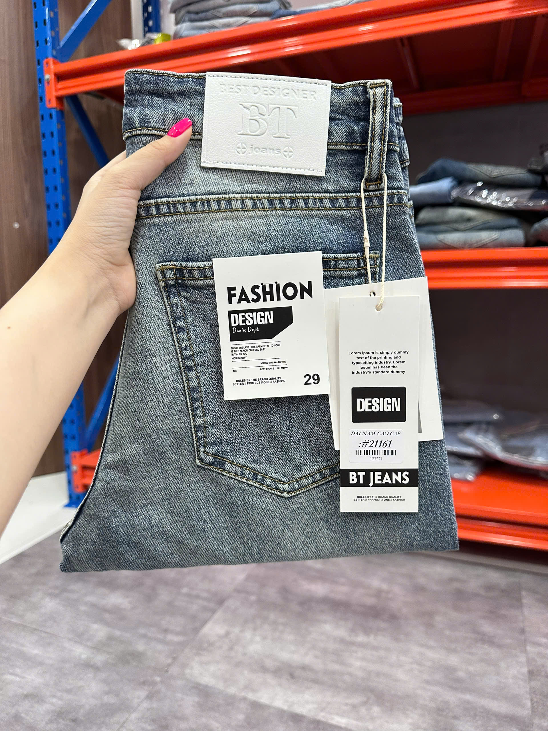 Quần jean nam trơn có giãn xanh cao cấp Ms 2161