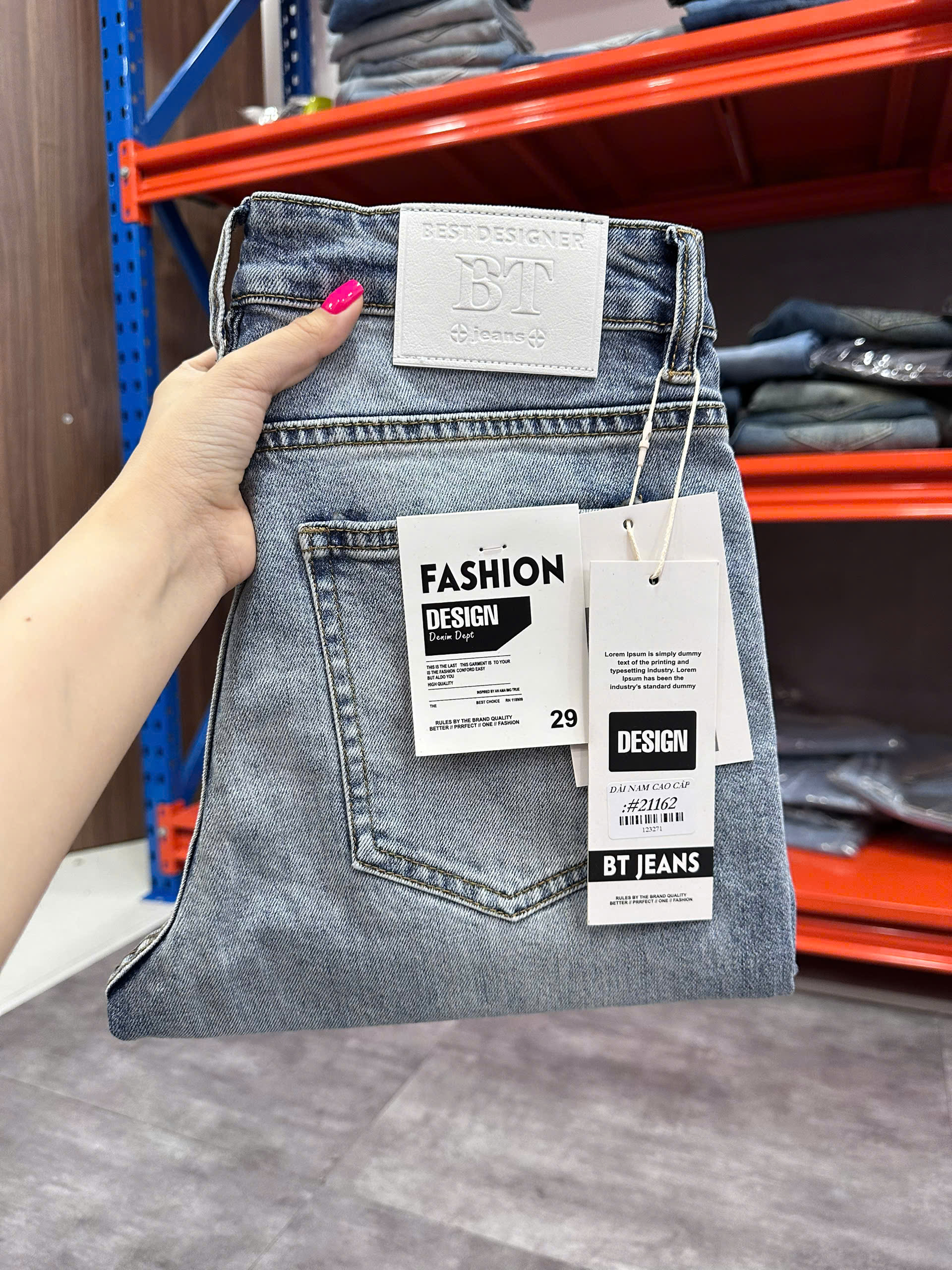 Quần jean nam trơn có giãn xanh cao cấp Ms 2162