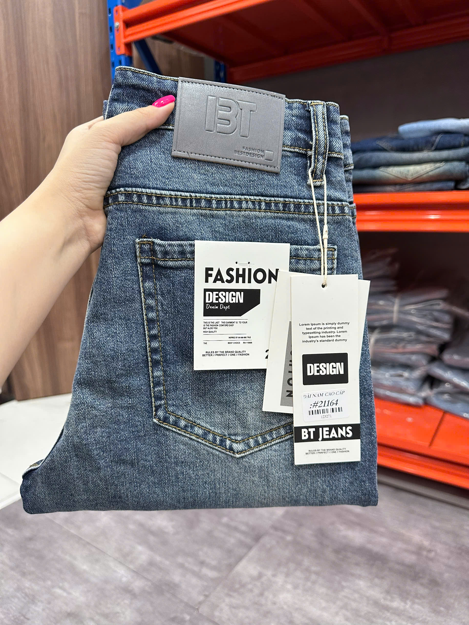 Quần jean nam trơn có giãn xanh cao cấp Ms 2164