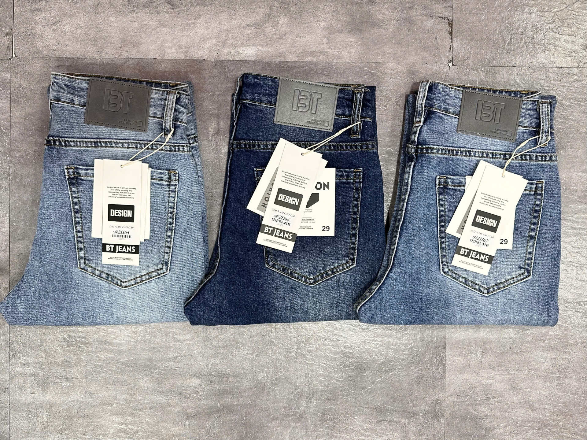 Quần jean nam trơn có giãn xanh cao cấp Ms 2165