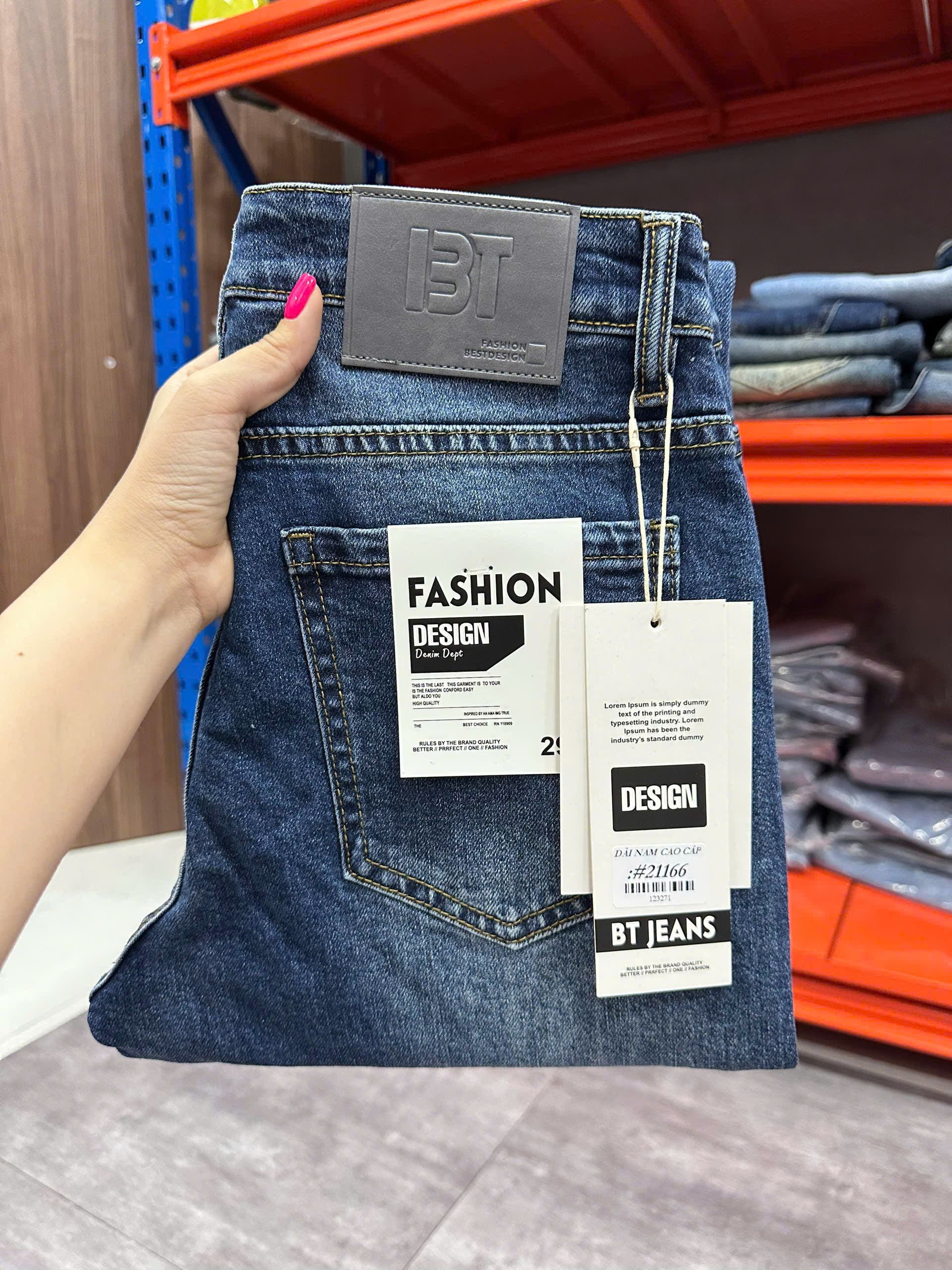 Quần jean nam trơn có giãn xanh cao cấp Ms 2166