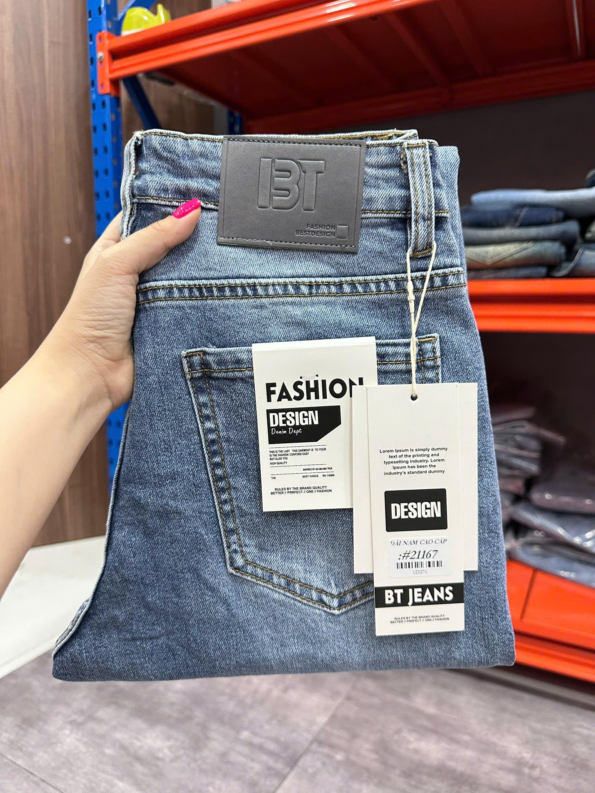 Quần jean nam trơn có giãn xanh cao cấp Ms 2167