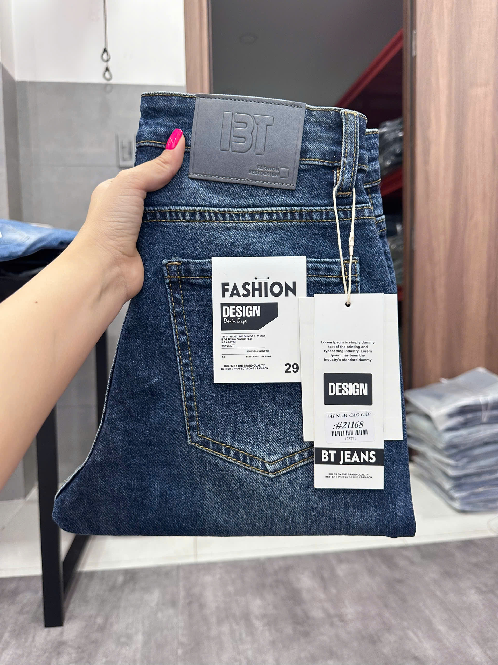 Quần jean nam trơn có giãn xanh cao cấp Ms 2168