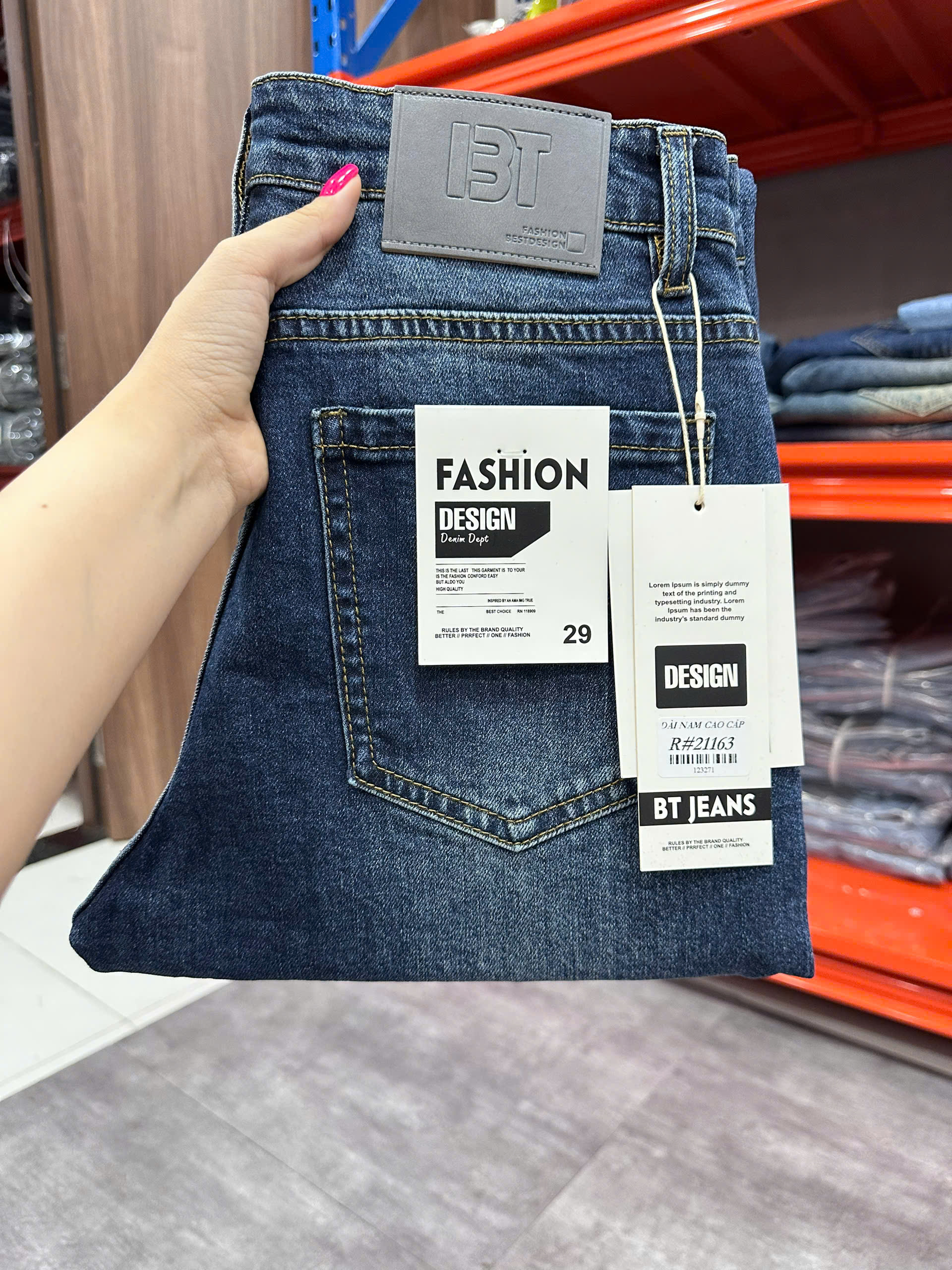 Quần jean nam trơn có giãn xanh rách cao cấp Ms 2163R