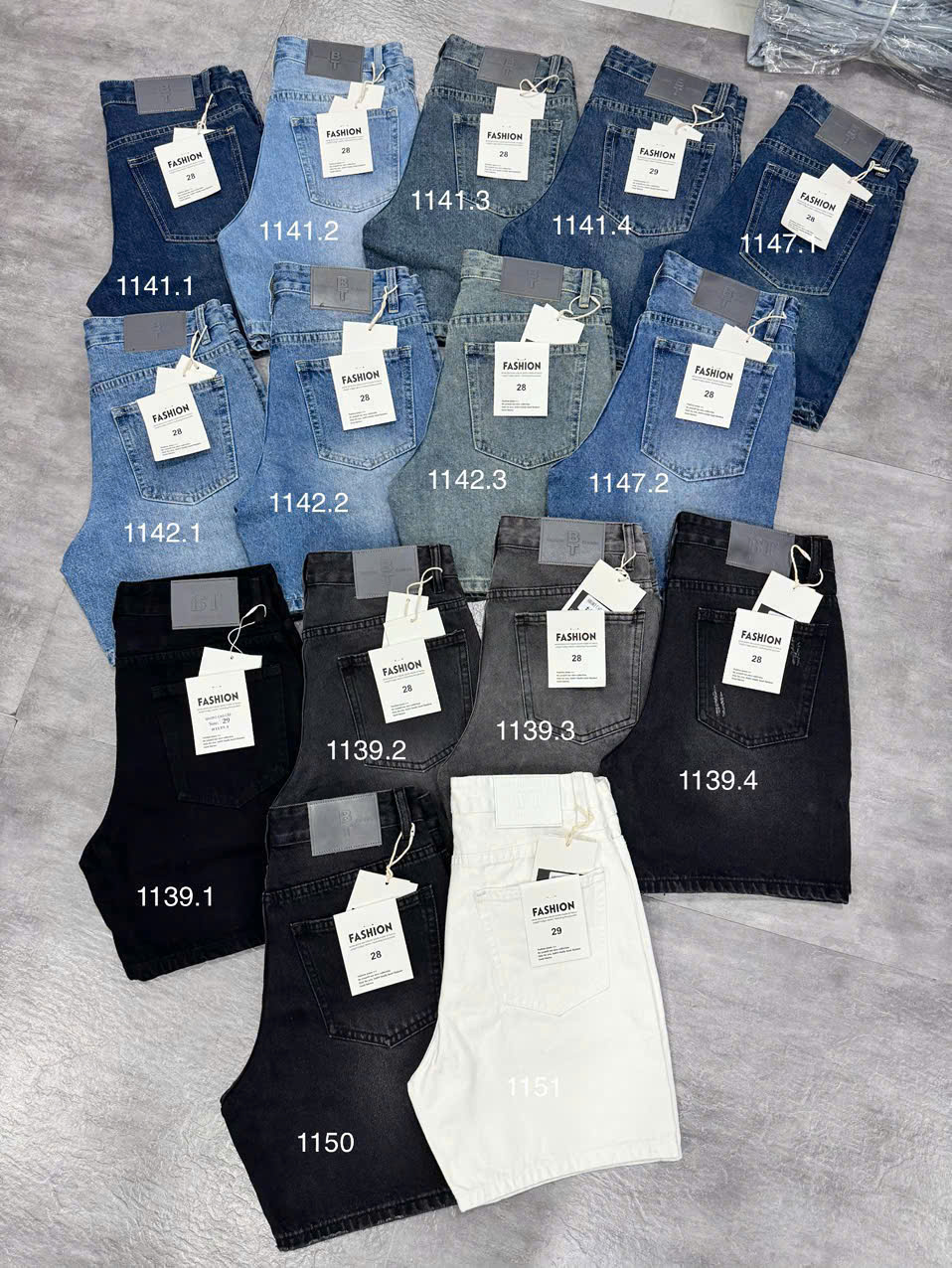 Quần short jean nam không giãn trắng Ms 1151