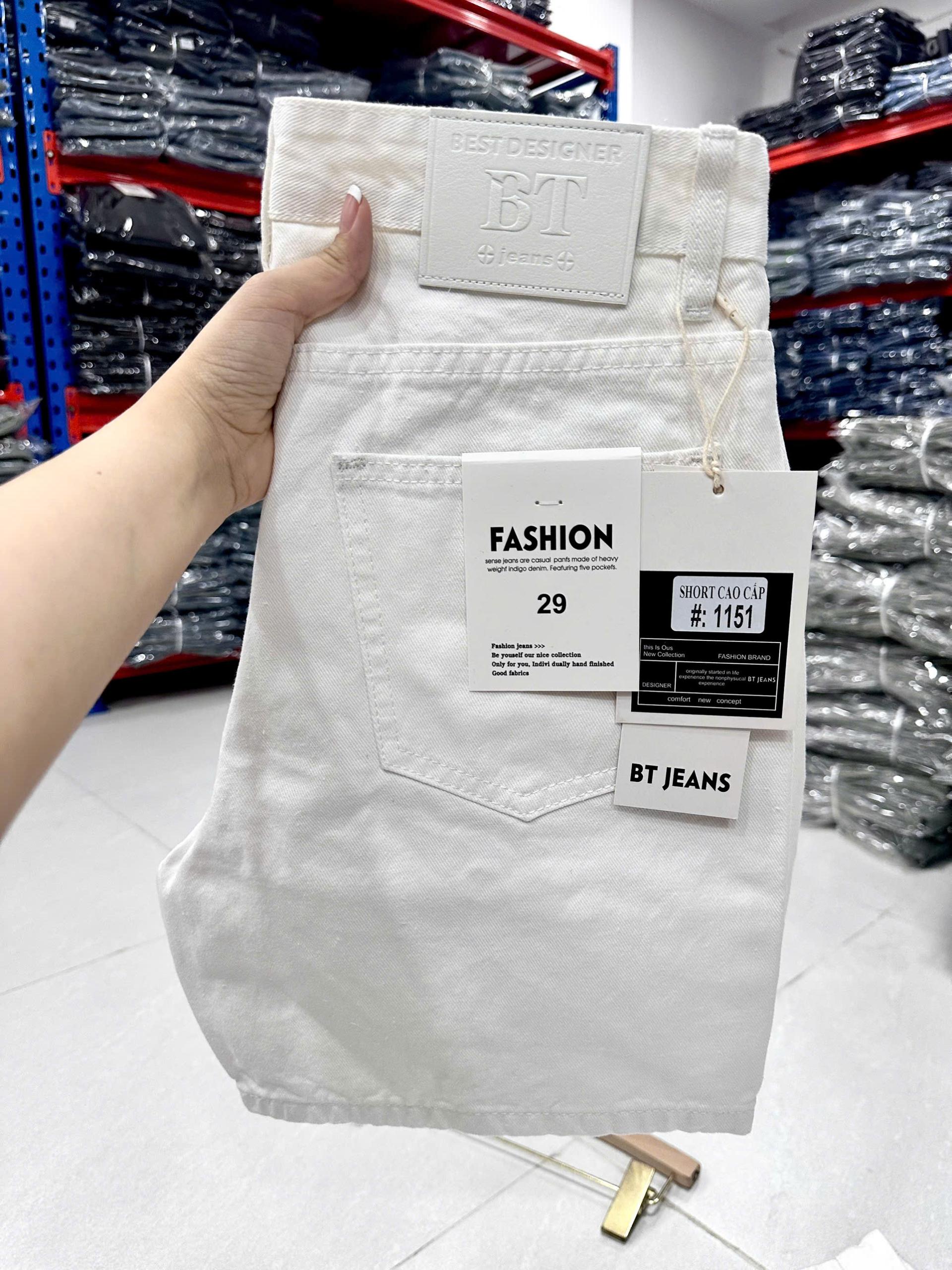 Quần short jean nam không giãn trắng Ms 1151