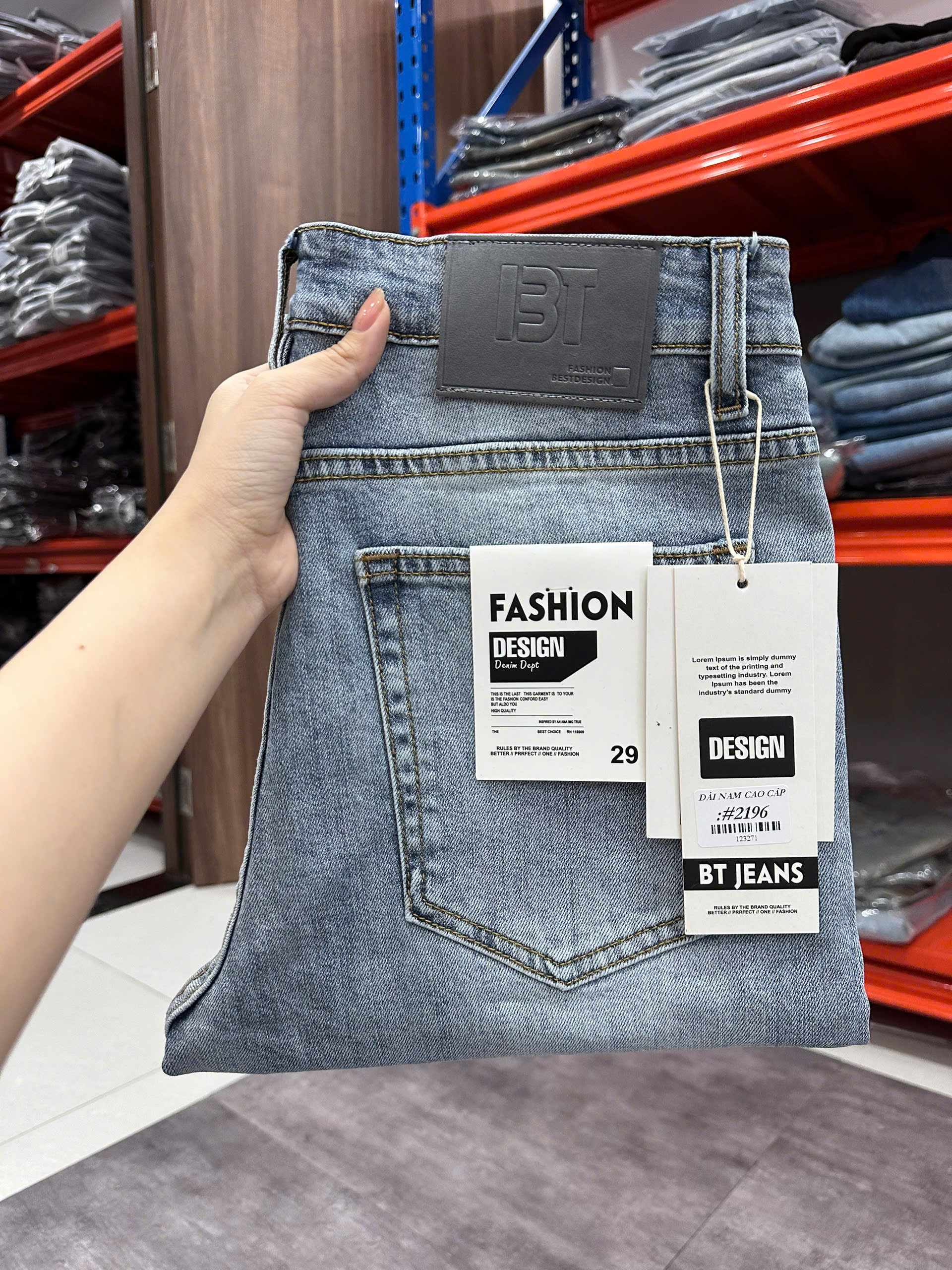 Quần jean nam form slimfit trơn xanh cao cấp Ms 2196