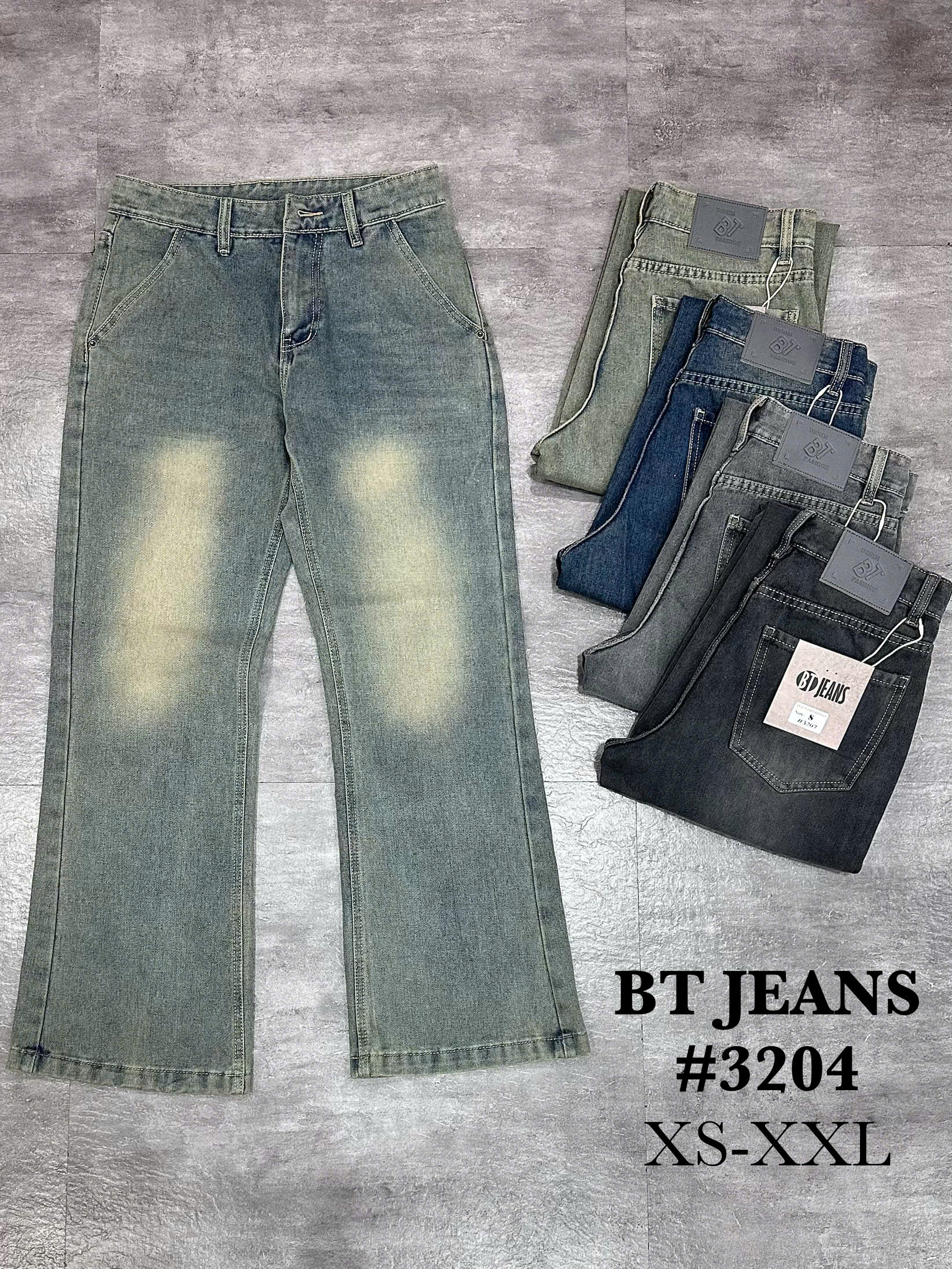 Quần jean nam cotton ống loe unisex không giãn Ms 3204