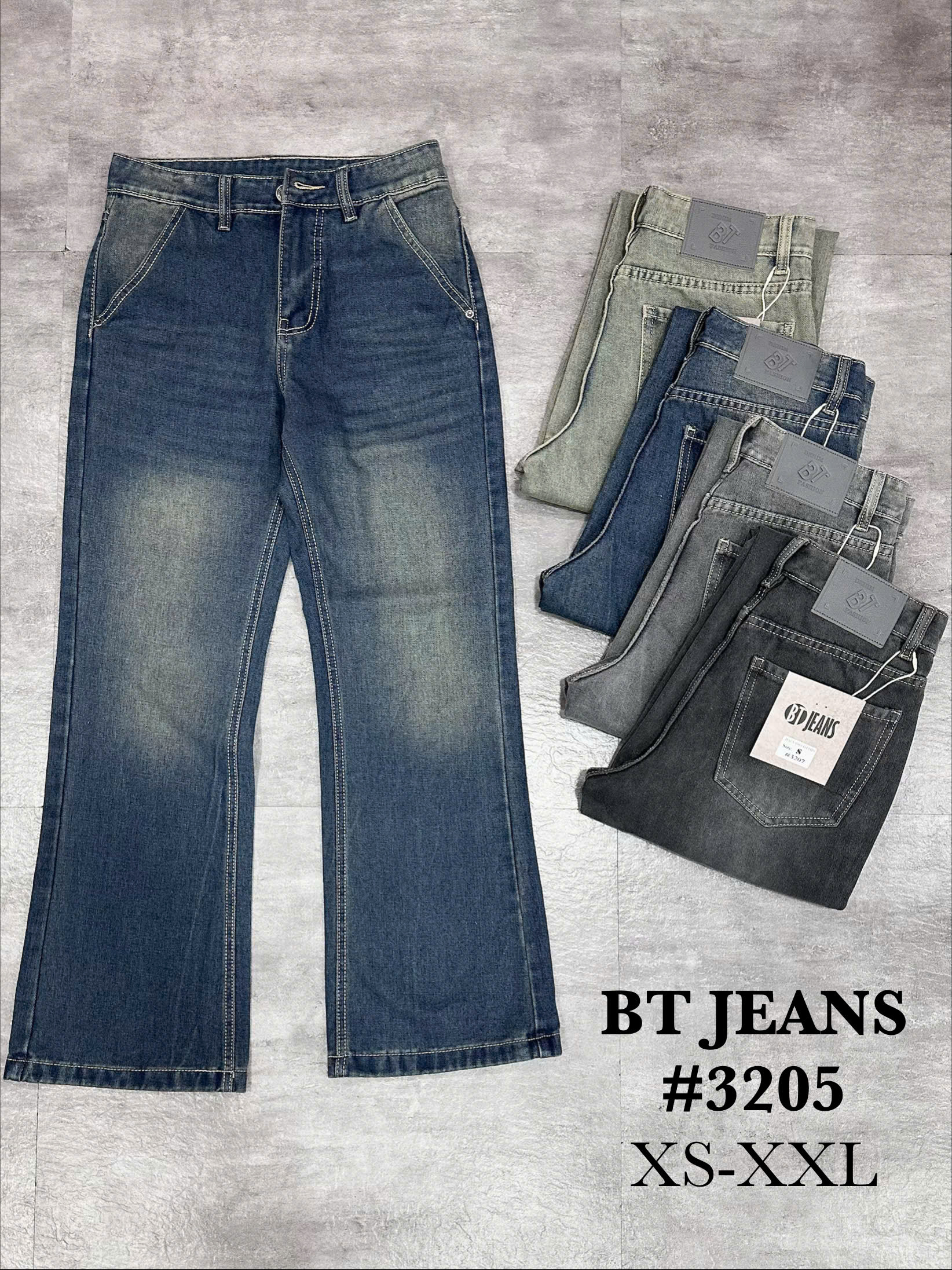 Quần jean nam cotton ống loe unisex không giãn Ms 3205