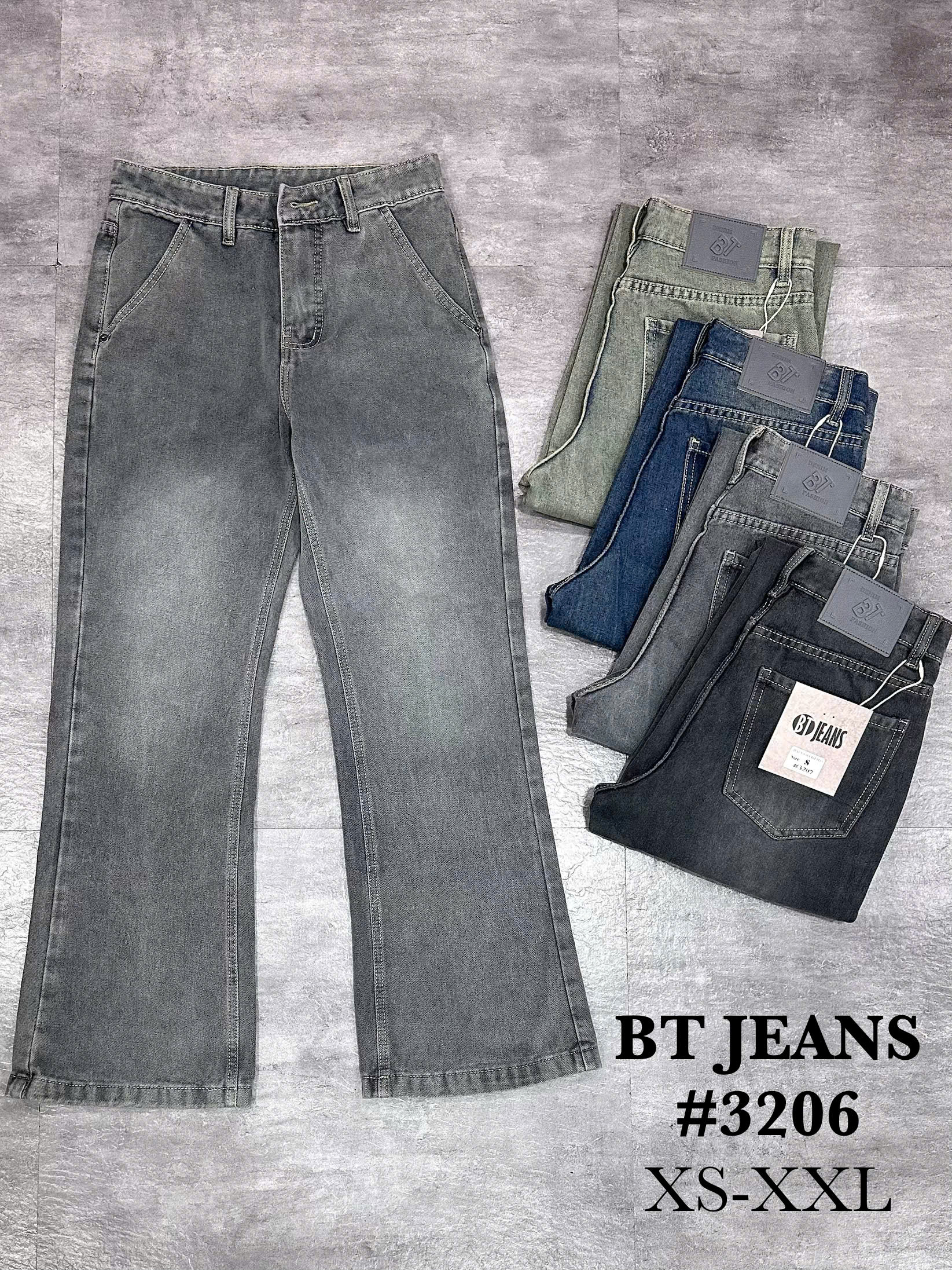 Quần jean nam cotton ống loe unisex không giãn Ms 3206