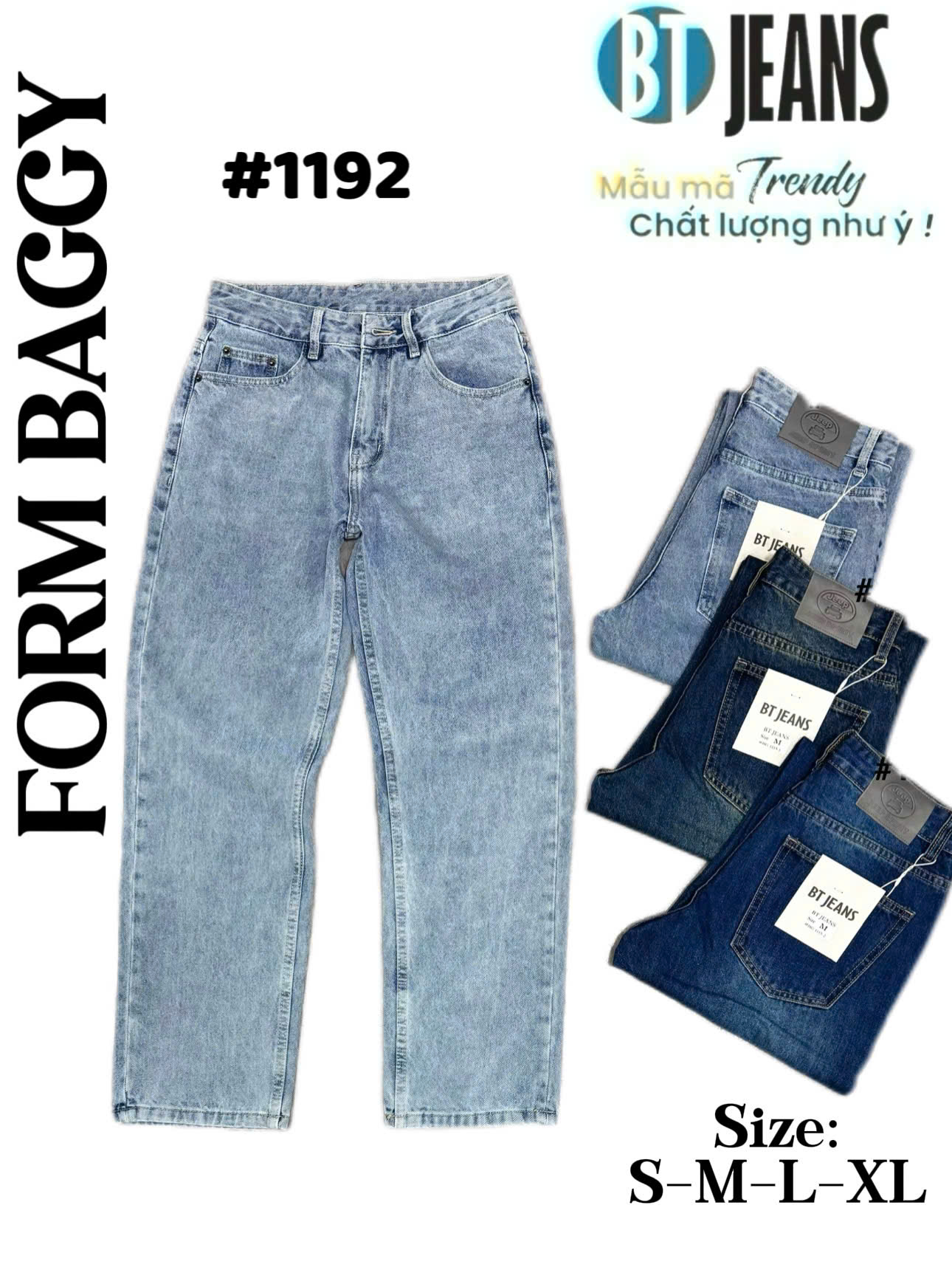 Quần jean nam cotton suông không giãn Ms 1192