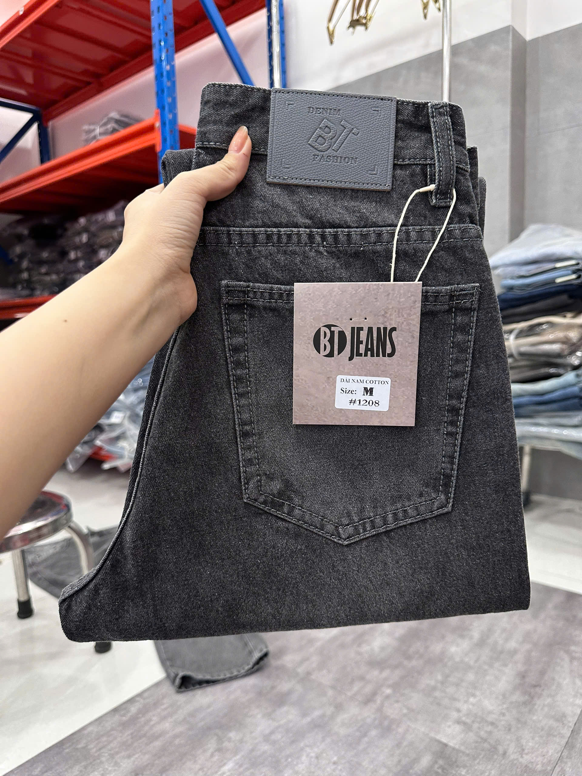 Quần jean nam cotton suông màu xám không giãn Ms 1208