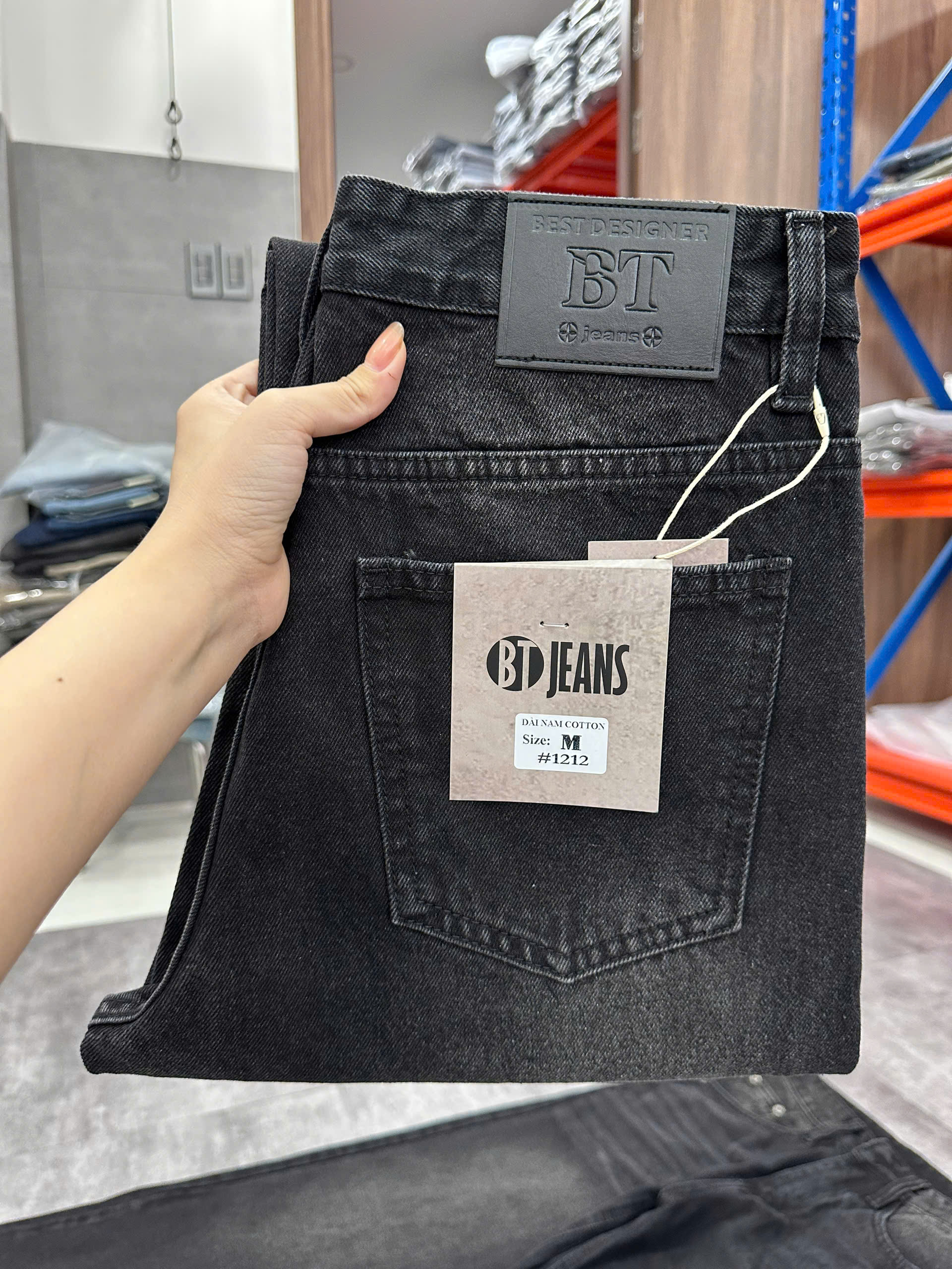 Quần jean nam cotton suông màu xám không giãn Ms 1212