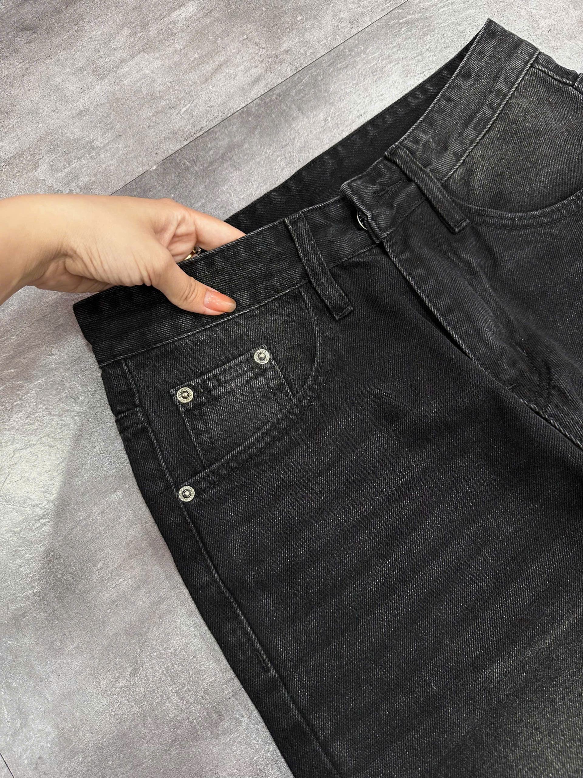 Quần jean nam cotton suông màu xám không giãn Ms 1212