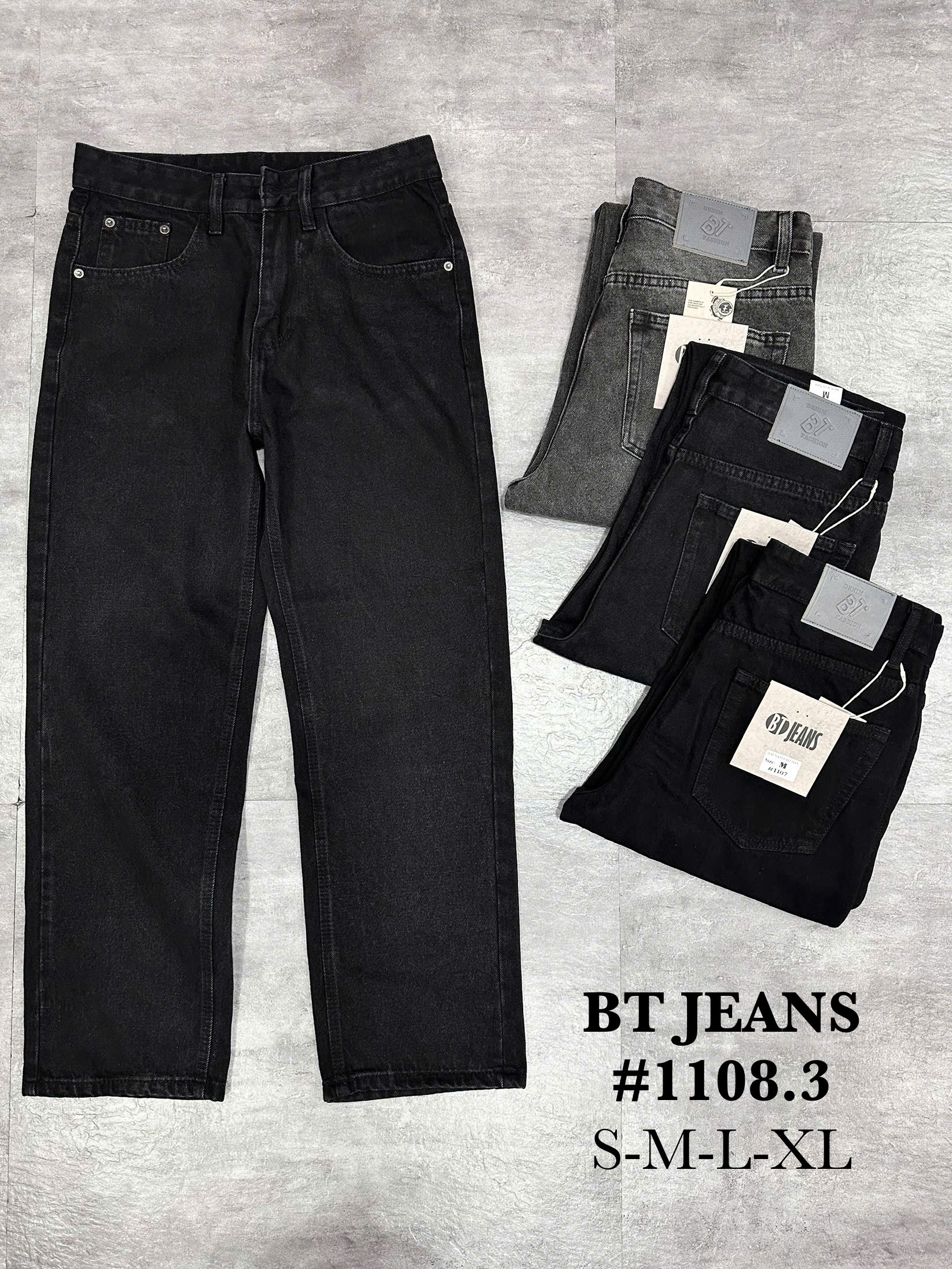 Quần jean nam cotton suông xám không giãn Ms 1188