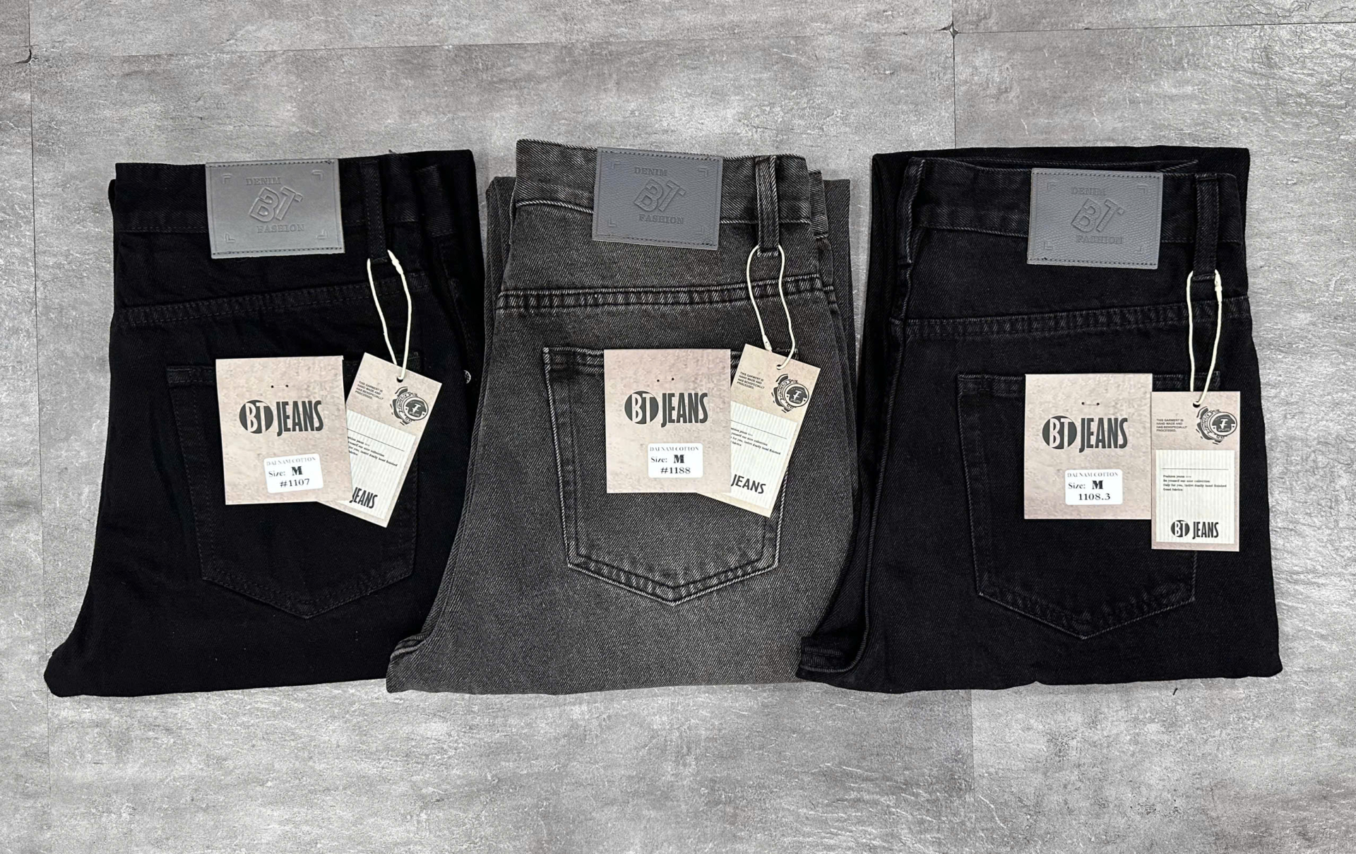 Quần jean nam cotton suông xám không giãn Ms 1188