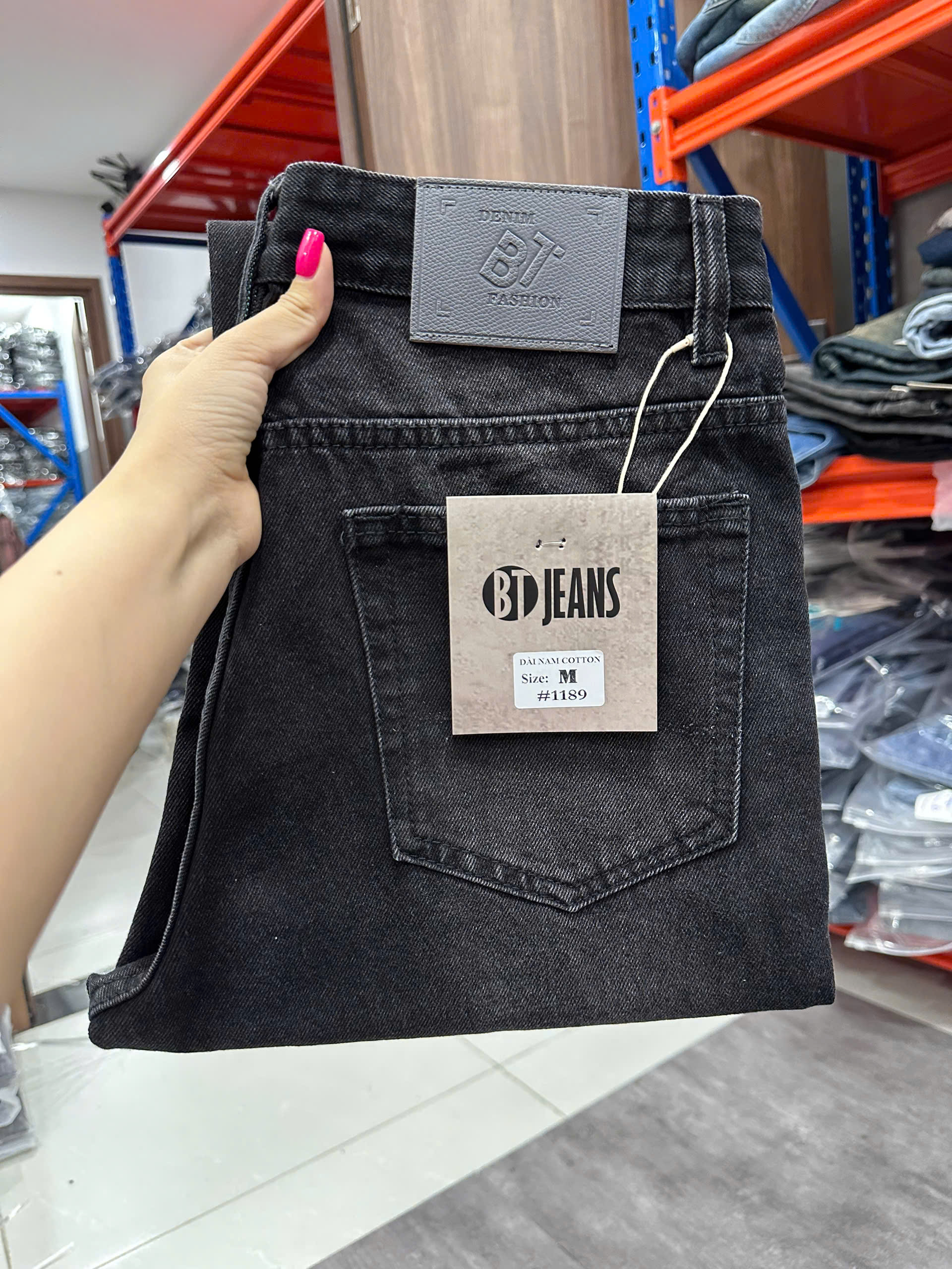 Quần jean nam cotton suông xám không giãn Ms 1189