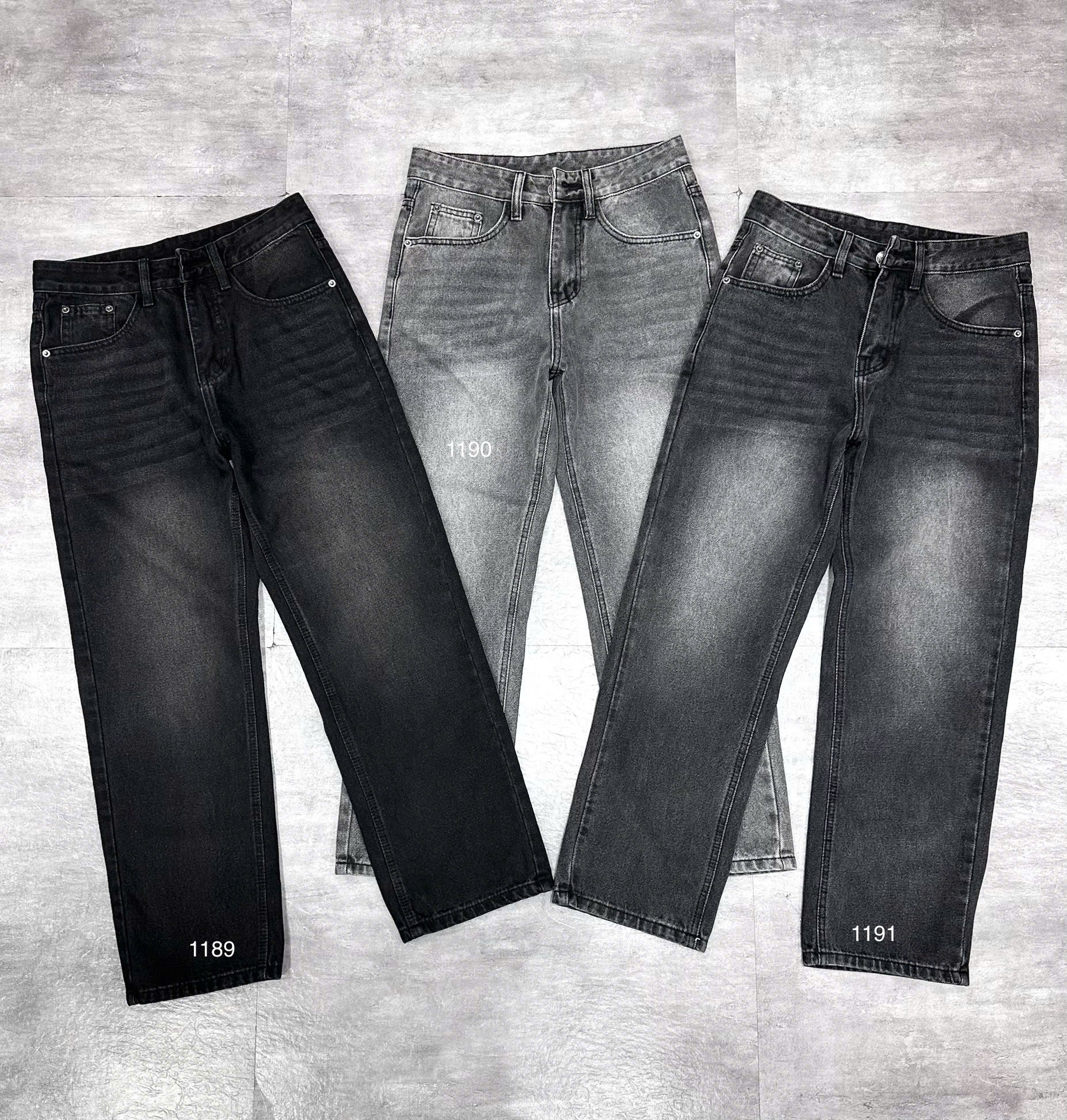 Quần jean nam cotton suông xám không giãn Ms 1191