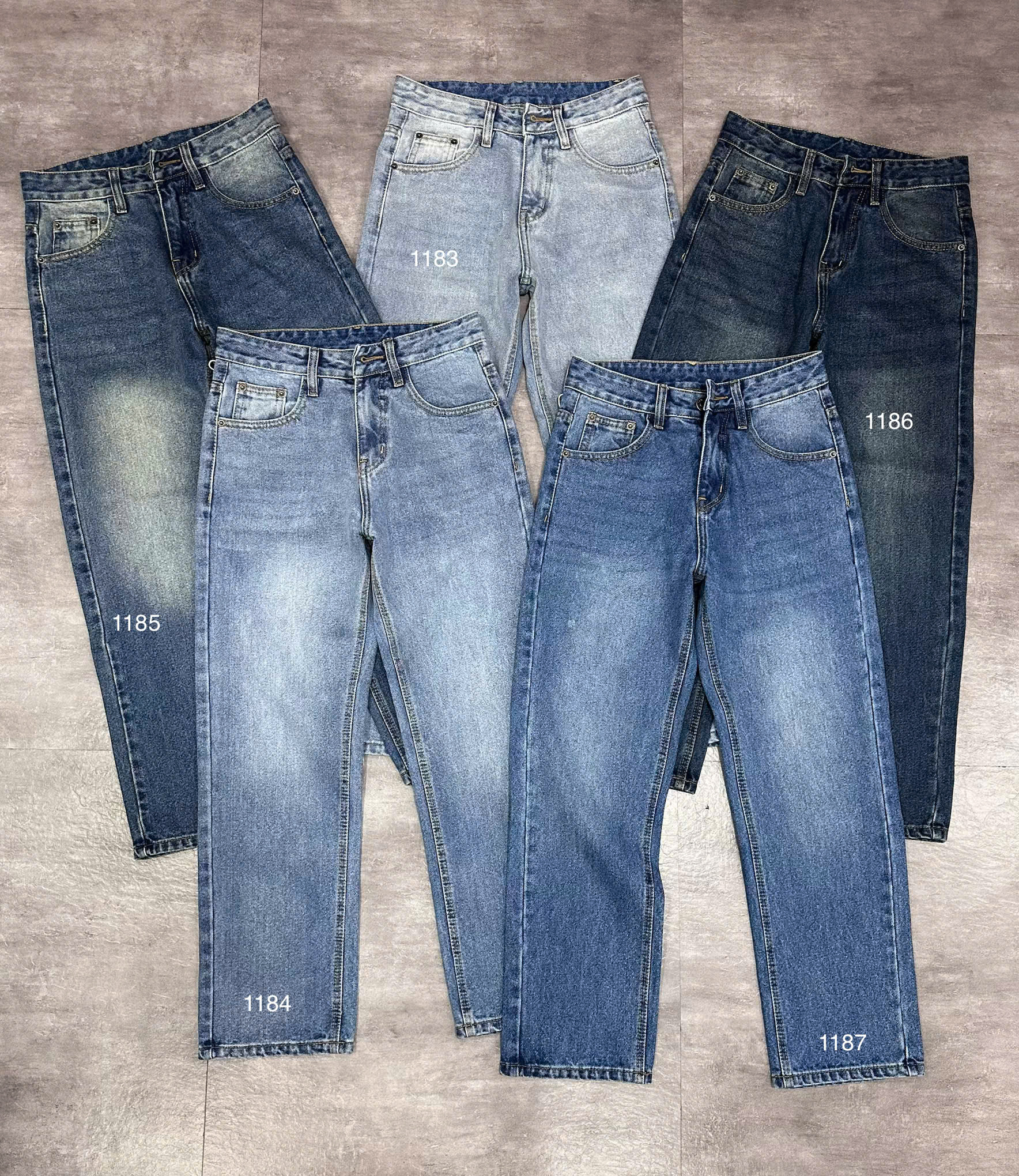 Quần jean nam cotton suông xanh không giãn Ms 1186