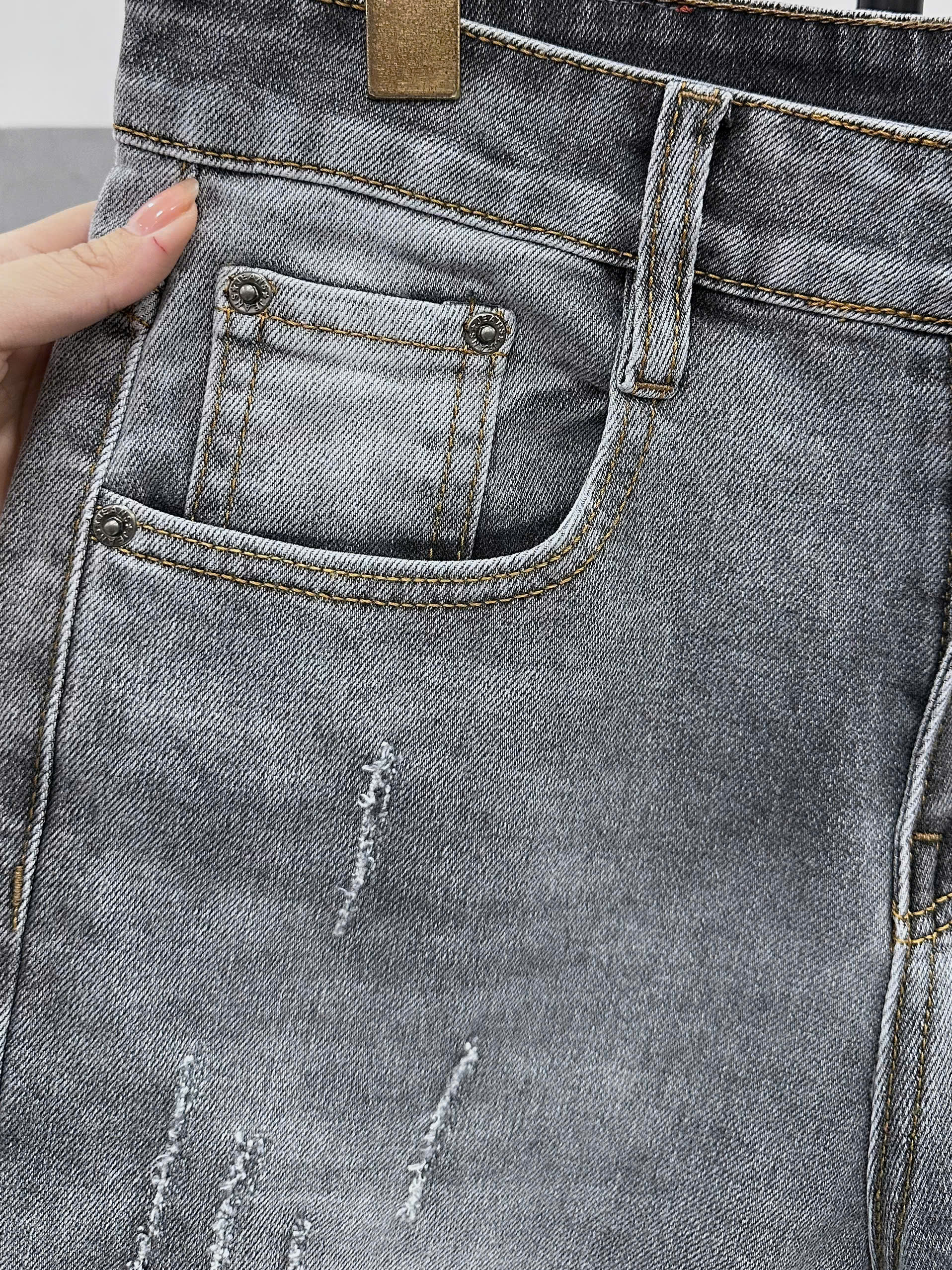 Quần jean nam form slimfit trơn xám rách cao cấp Ms 2203R