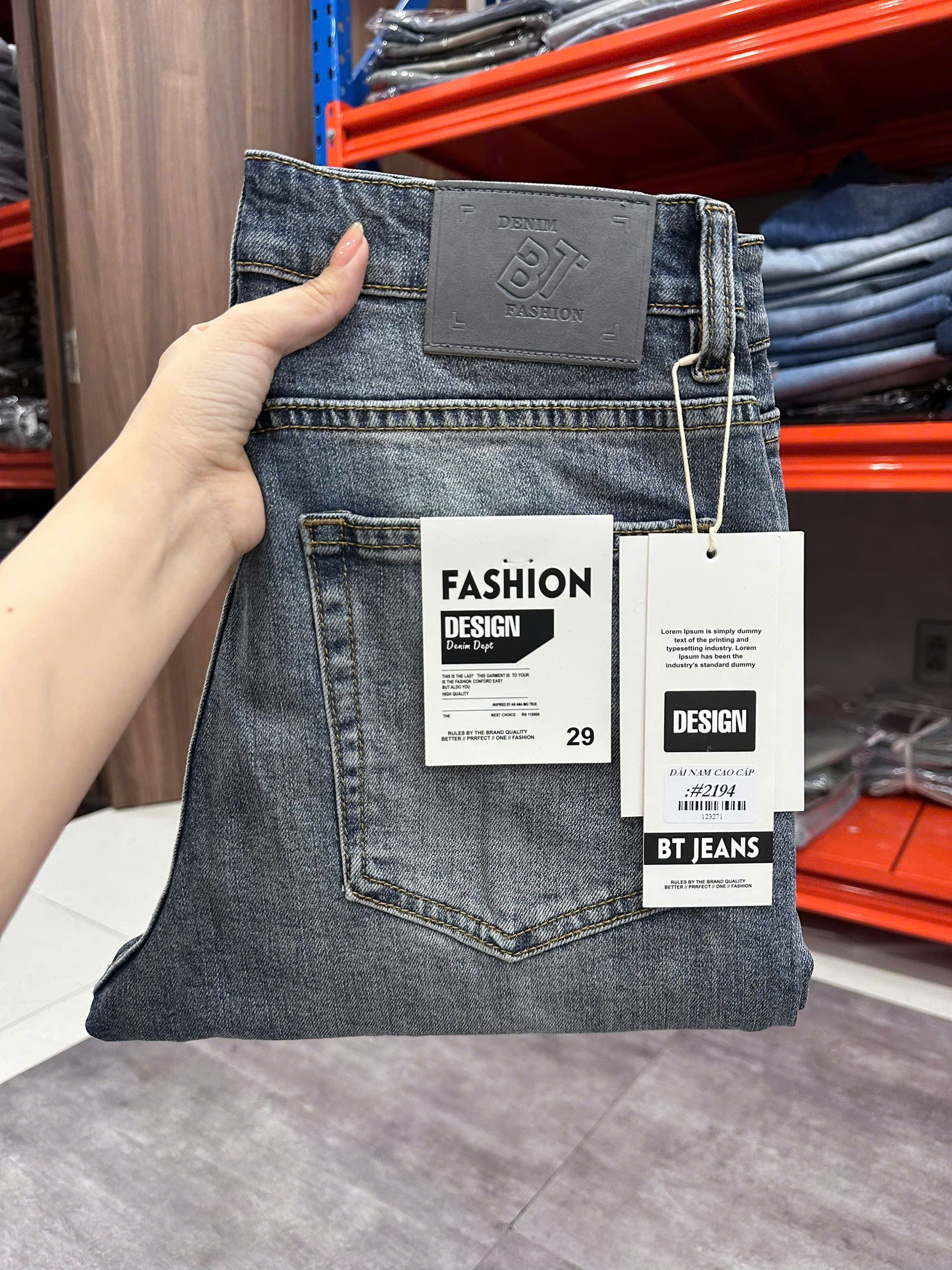 Quần jean nam form slimfit trơn xanh cao cấp Ms 2194