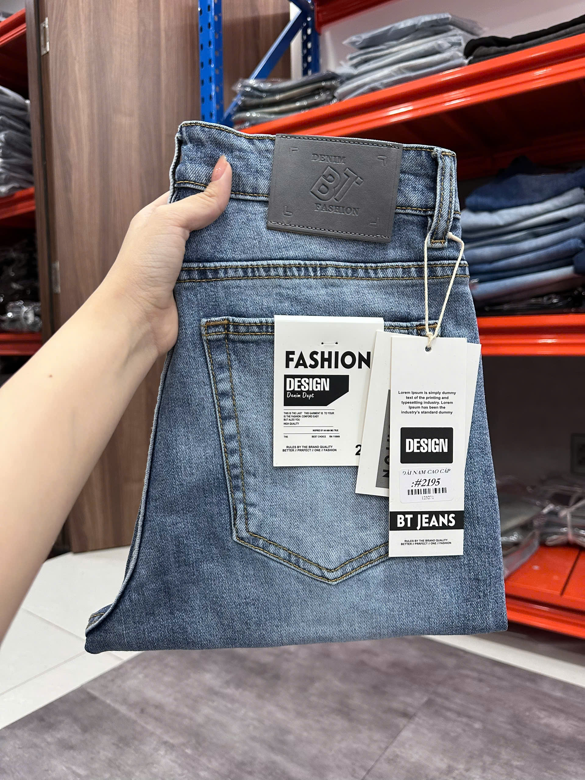 Quần jean nam form slimfit trơn xanh cao cấp Ms 2195