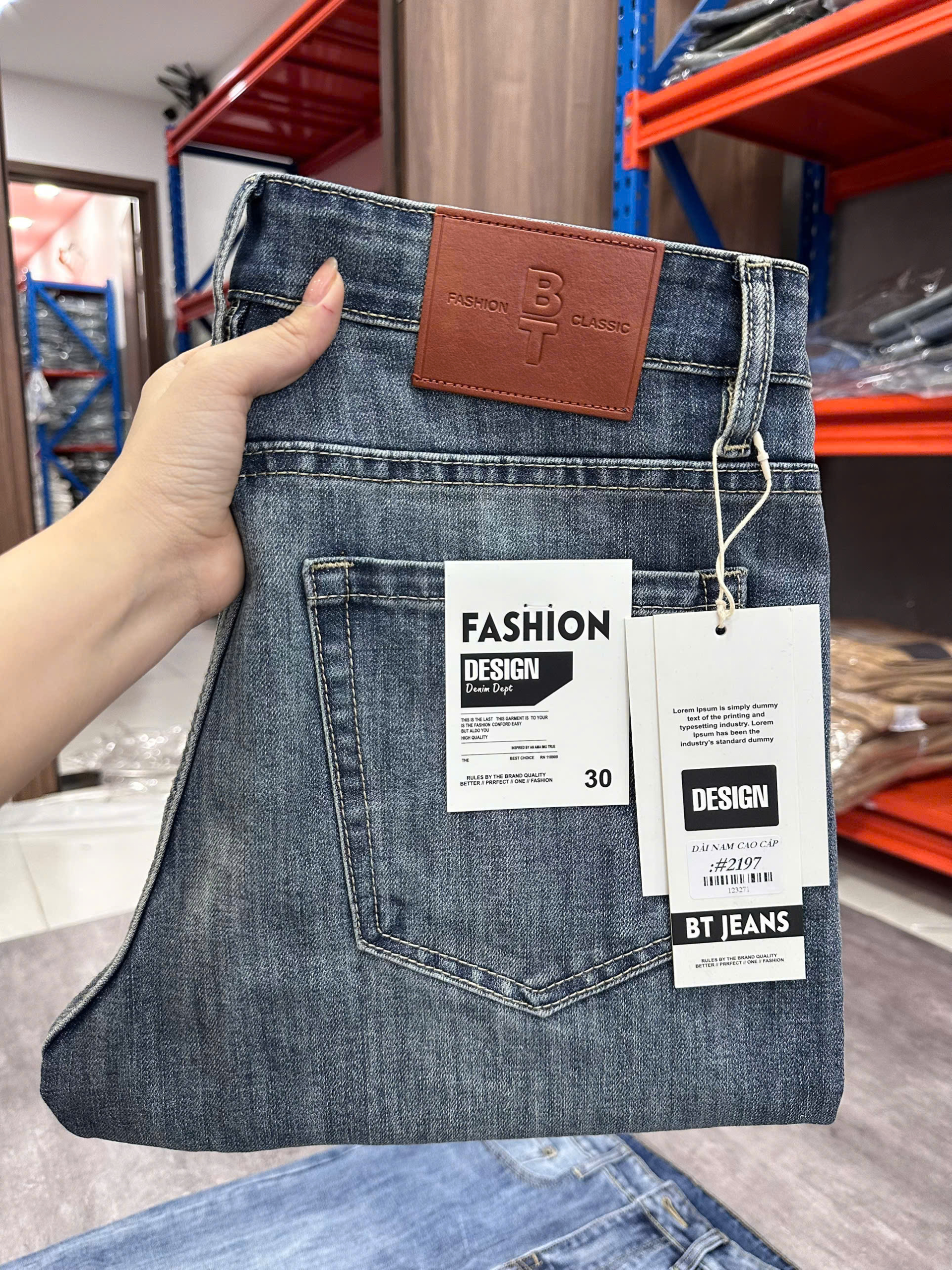 Quần jean nam form slimfit trơn xanh cao cấp Ms 2197
